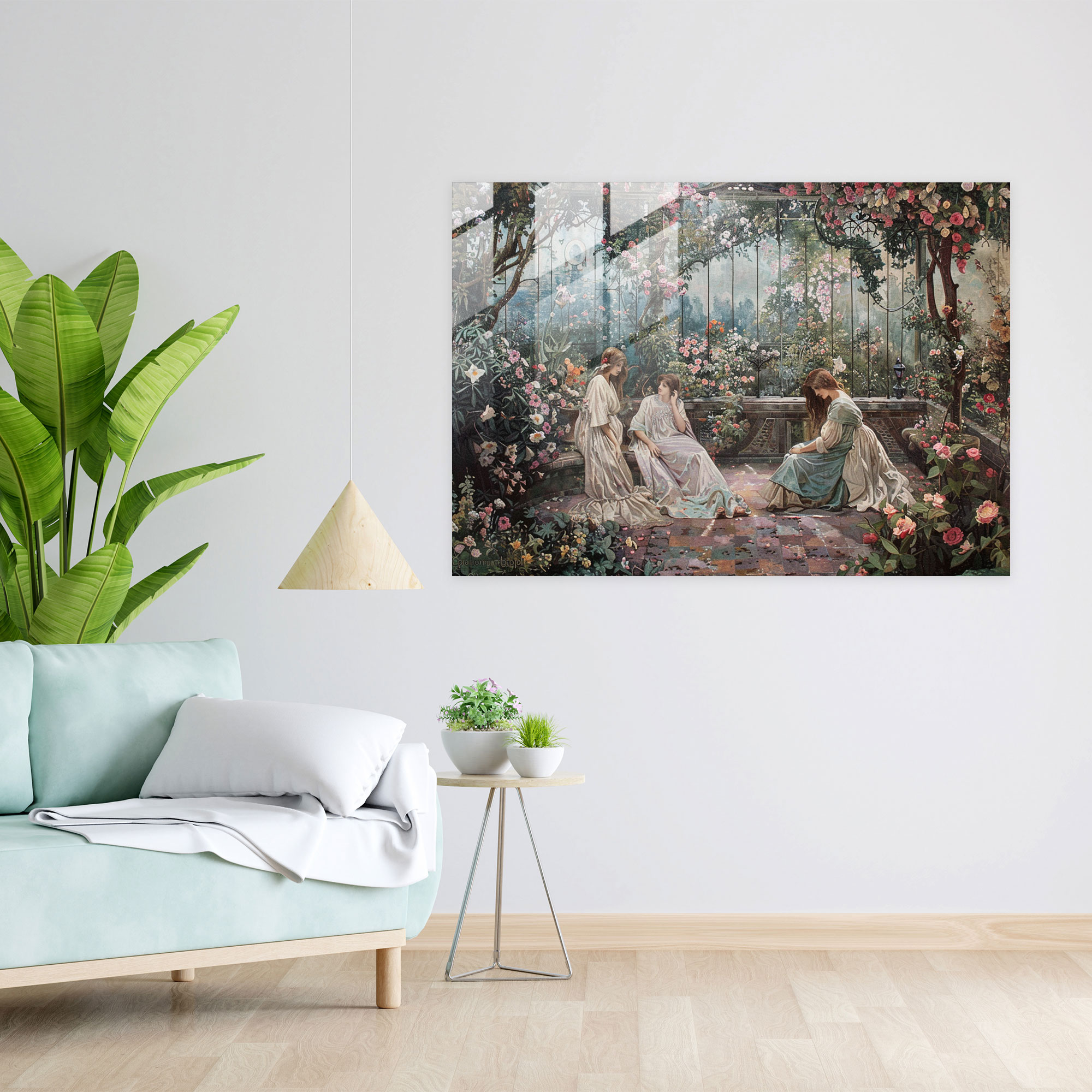 Pre-Raphaelite Brotherhood Glass Print - Large Scale Garden Scene - Pre-Raphaelite Brotherhood, Pre-Raphaelite Brotherhood, Glass Wall Art, Intricate