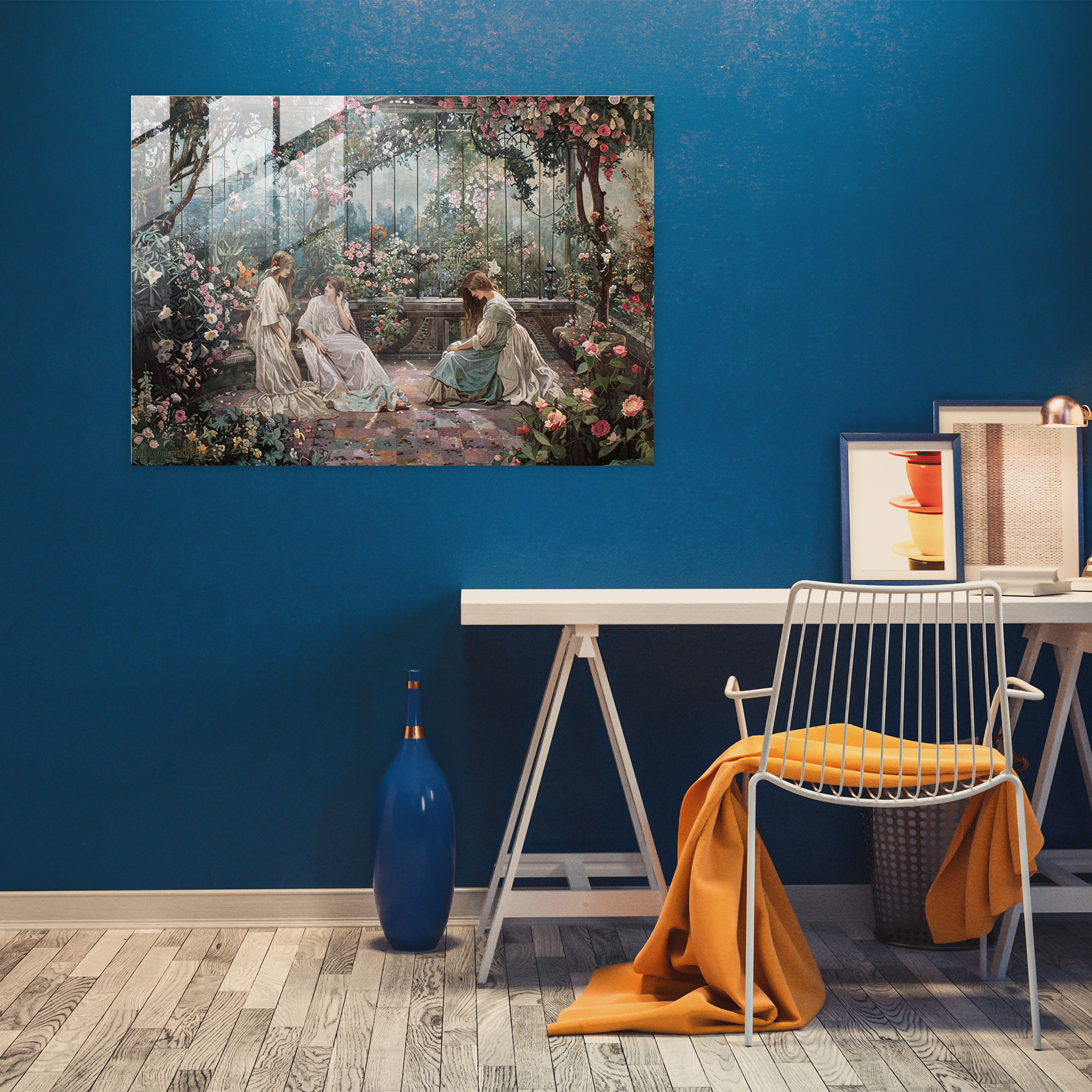Pre-Raphaelite Brotherhood Glass Print - Large Scale Garden Scene - Pre-Raphaelite Brotherhood, Pre-Raphaelite Brotherhood, Glass Wall Art, Intricate