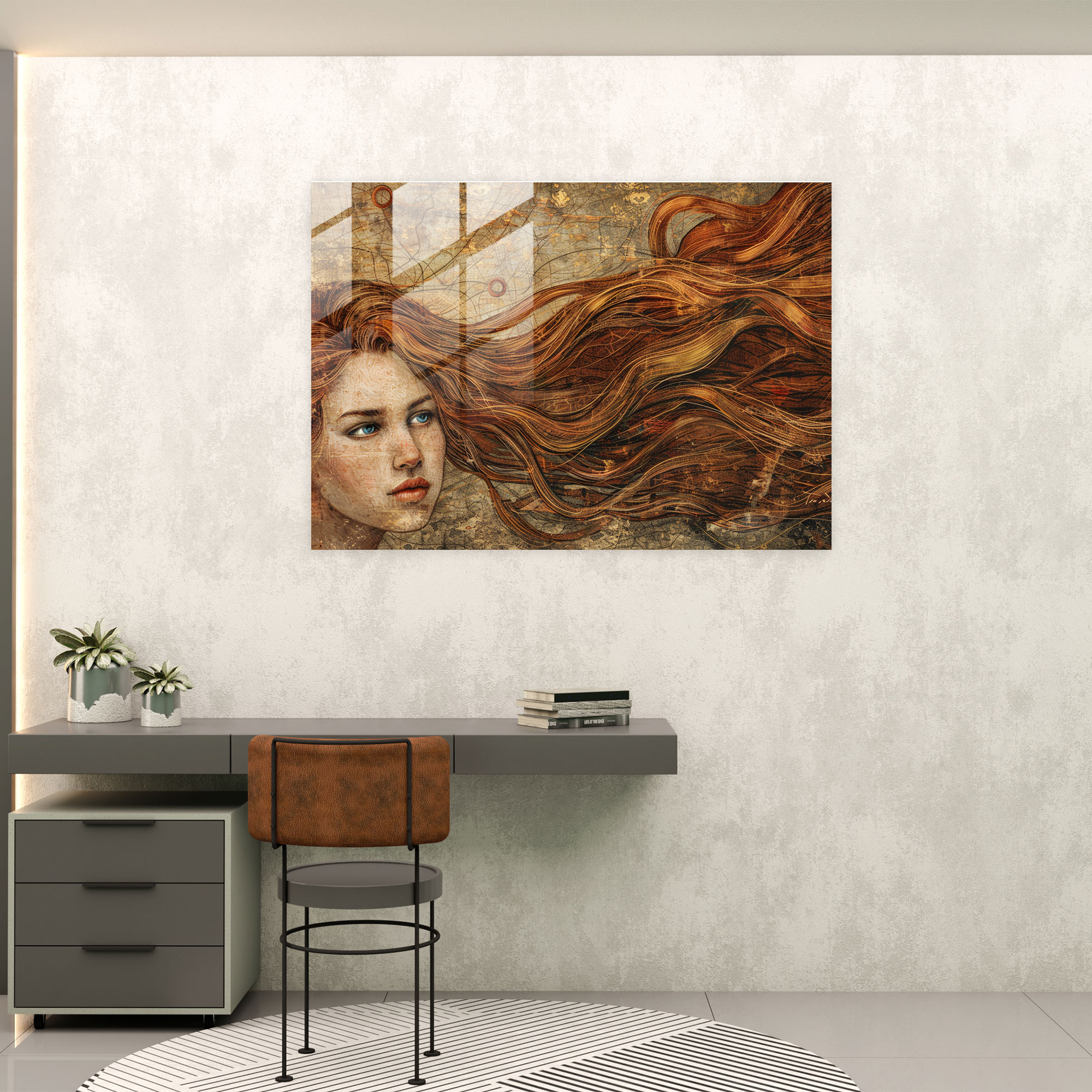 Pre-Raphaelite Brotherhood Glass Print - Detailed Portrait Of A Woman - Pre-Raphaelite Brotherhood, Glass Wall Art, Wall Decoration, Glass Print