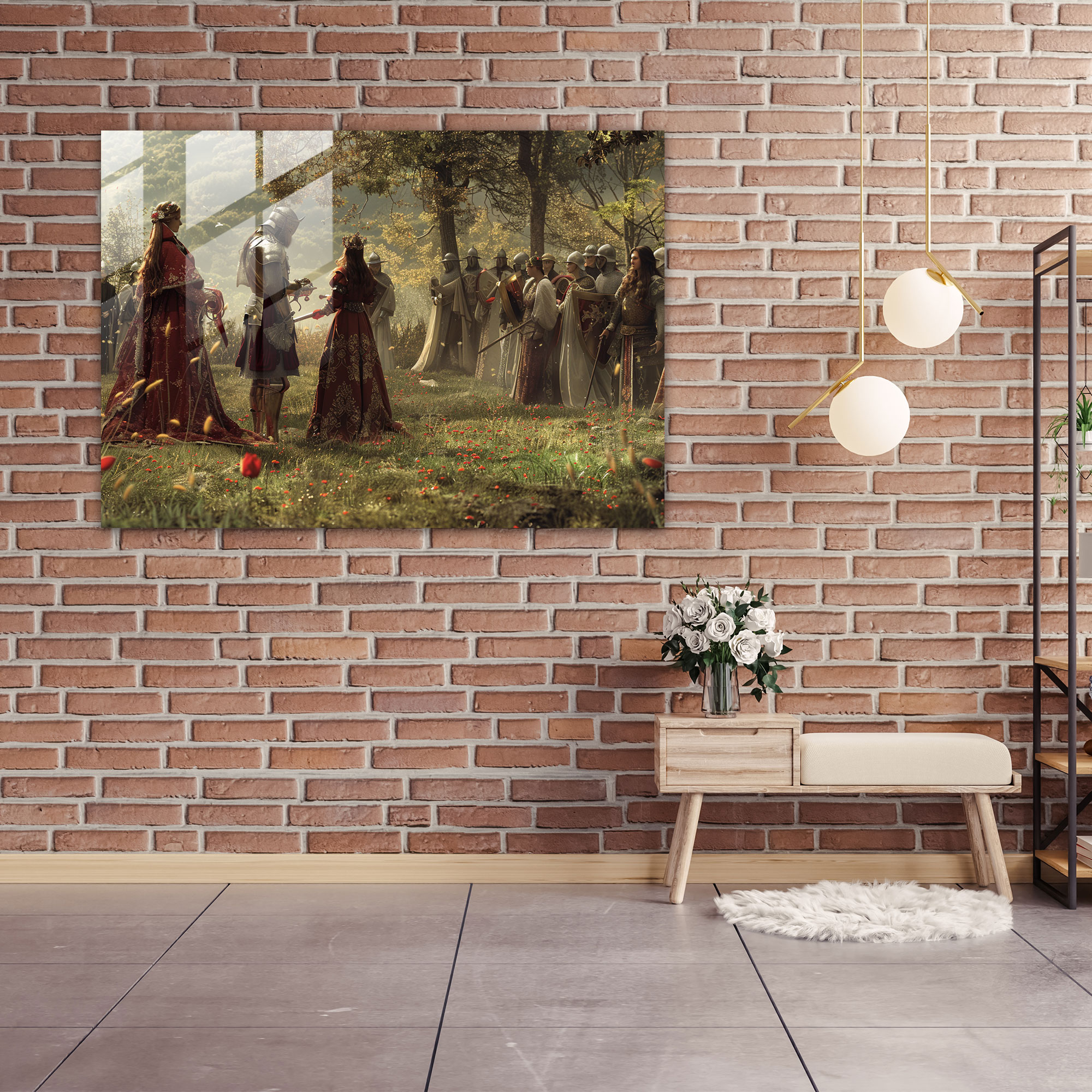 Pre-Raphaelite Brotherhood Glass Print - Dramatic Historical Scene - Pre-Raphaelite Brotherhood, Dramatic, Glass Wall Art, Knights