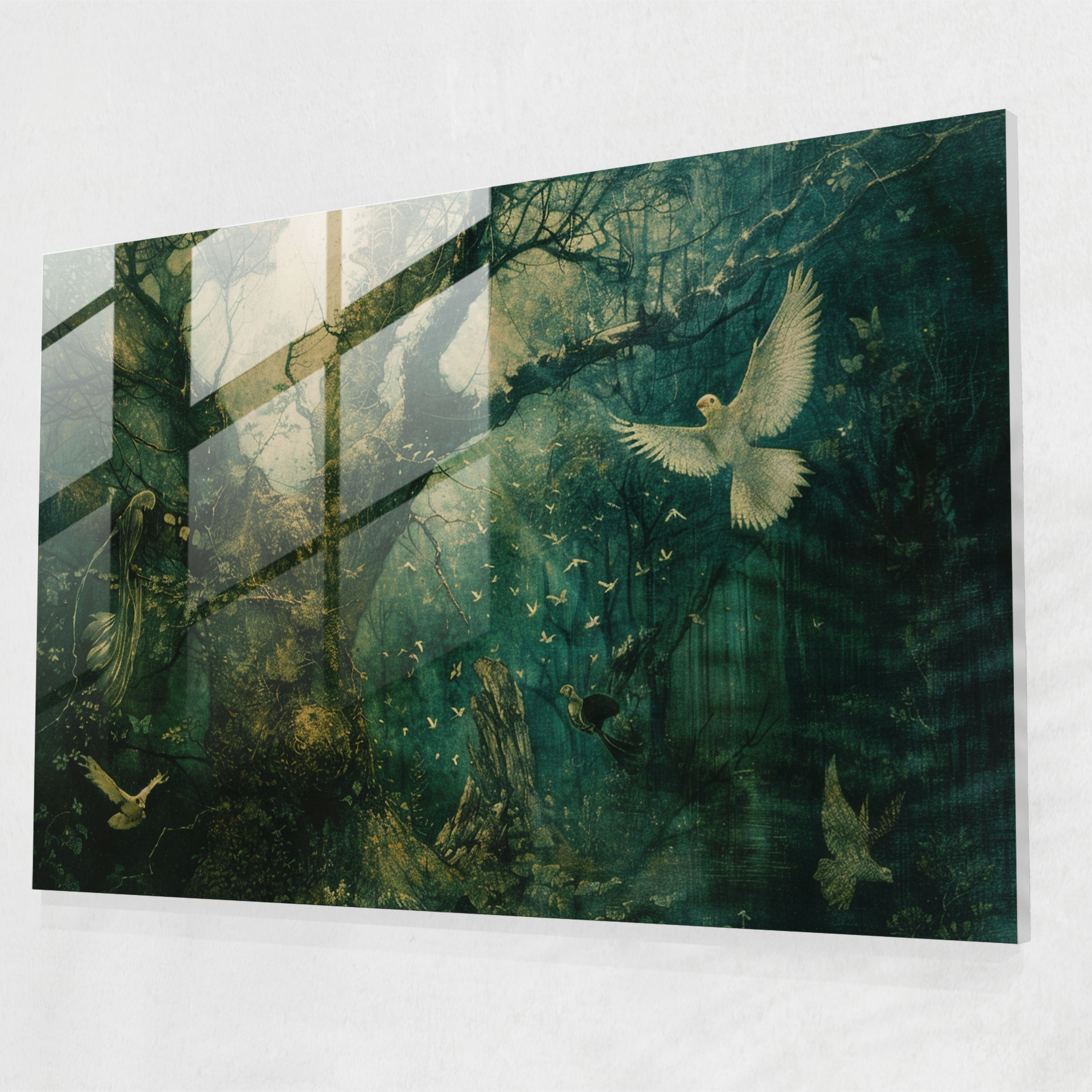 Magical Forest Glass Art - Pre-Raphaelite Brotherhood, Mystical Creatures, Enchantment, Glass Art