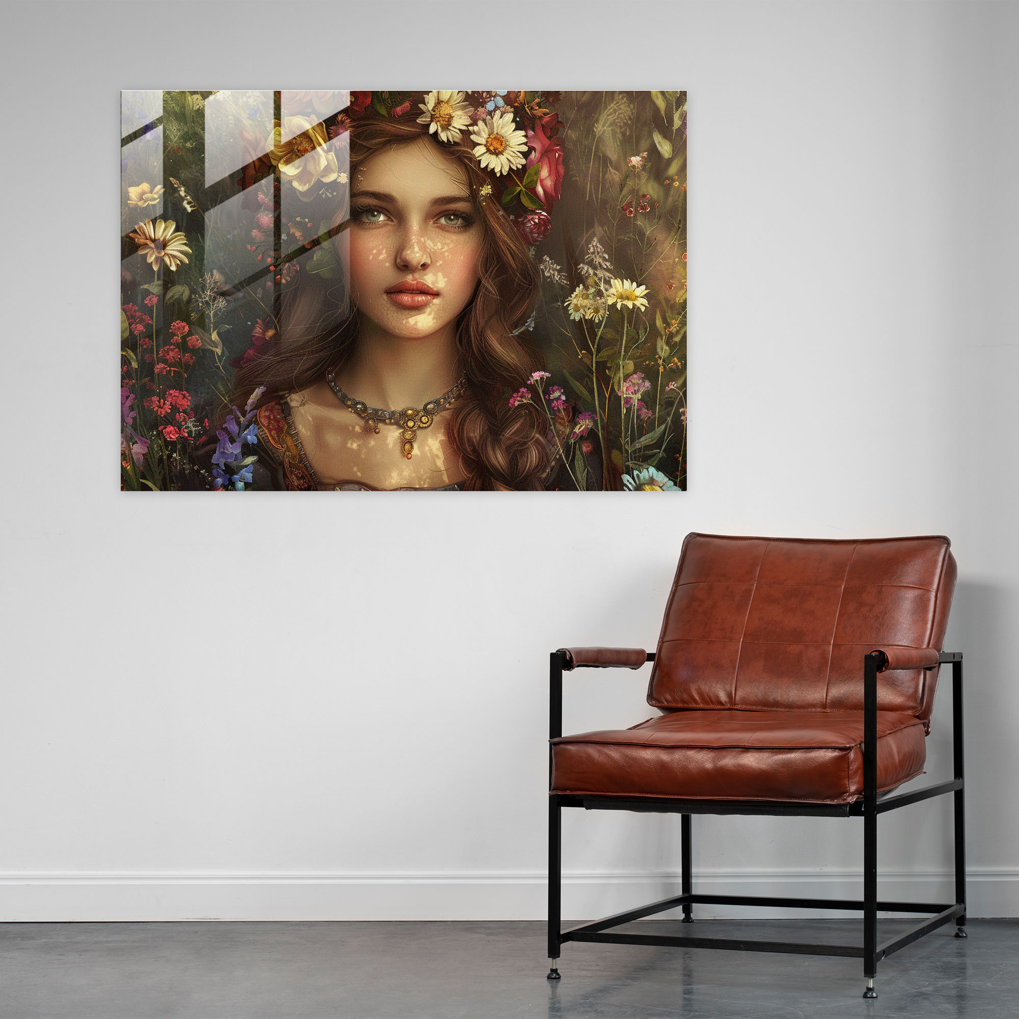 Lady With Flowers Glass Print - Pre-Raphaelite Brotherhood, Romance, Captivating, Lady