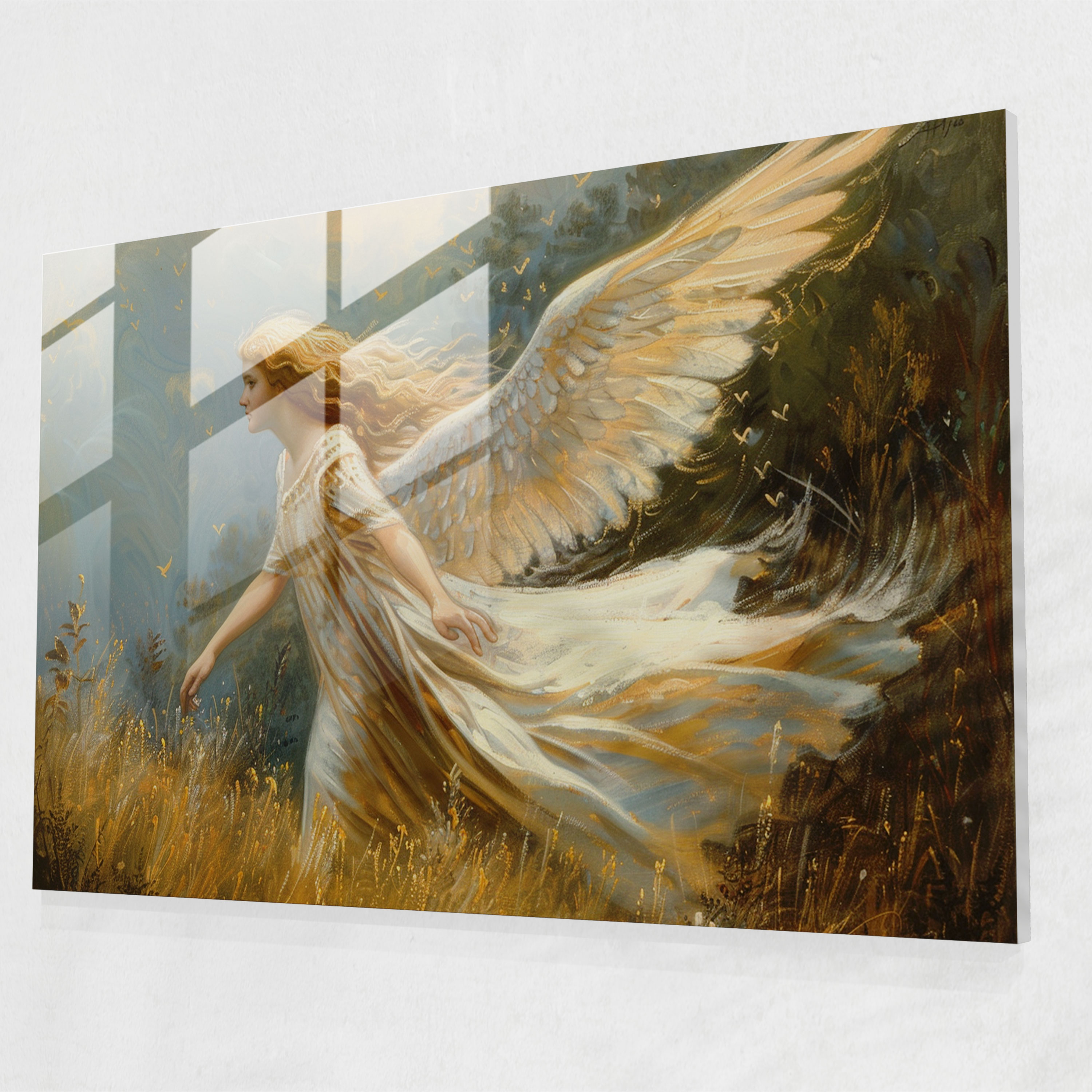 Pre-Raphaelite Brotherhood Angel In Landscape Home Decoration - Pre-Raphaelite Brotherhood, Home Decoration, Wall Decoration, Glass Art