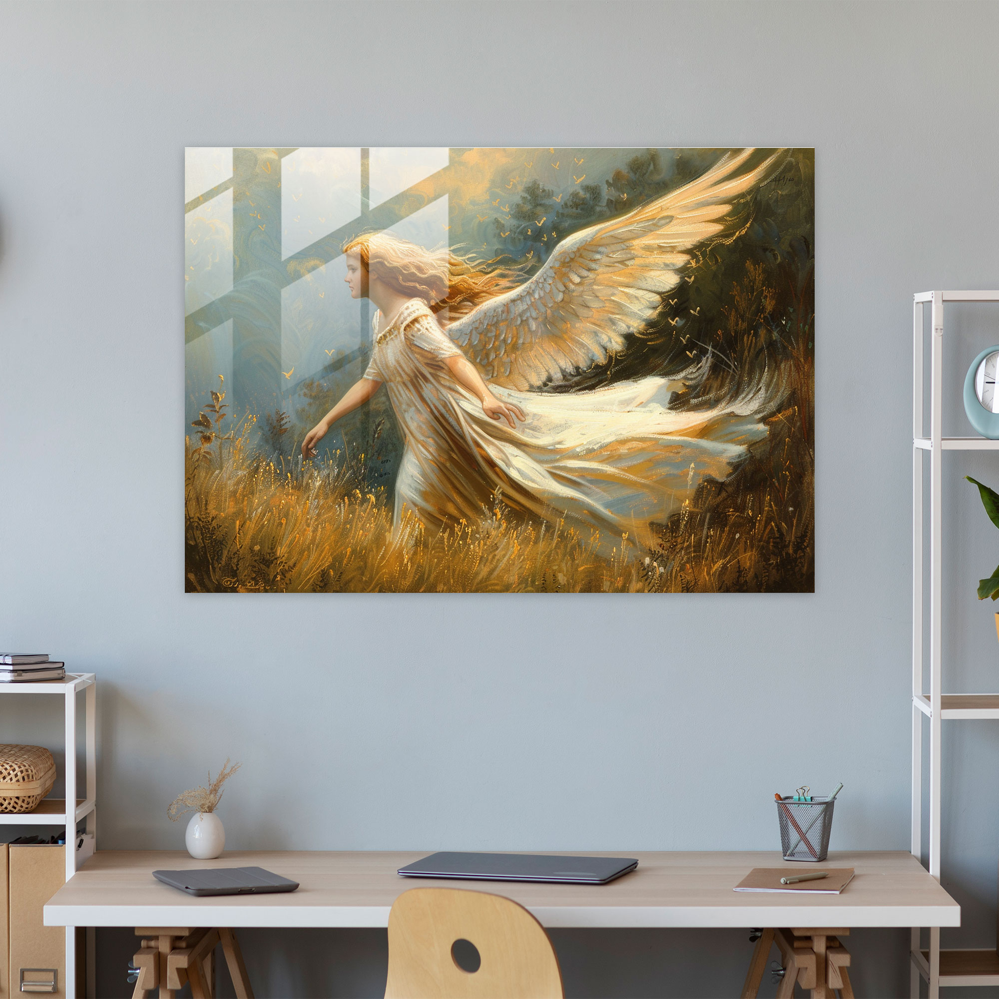 Pre-Raphaelite Brotherhood Angel In Landscape Home Decoration - Pre-Raphaelite Brotherhood, Home Decoration, Wall Decoration, Glass Art