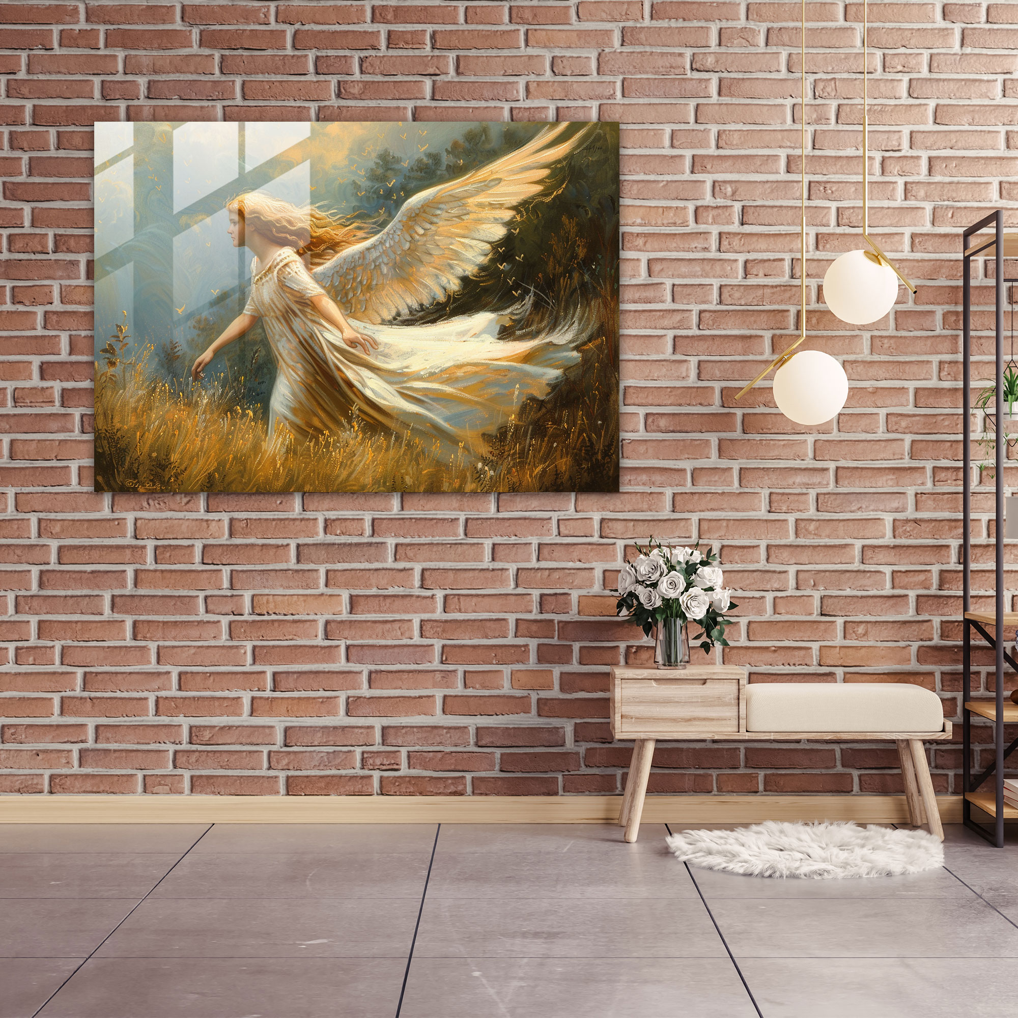 Pre-Raphaelite Brotherhood Angel In Landscape Home Decoration - Pre-Raphaelite Brotherhood, Home Decoration, Wall Decoration, Glass Art