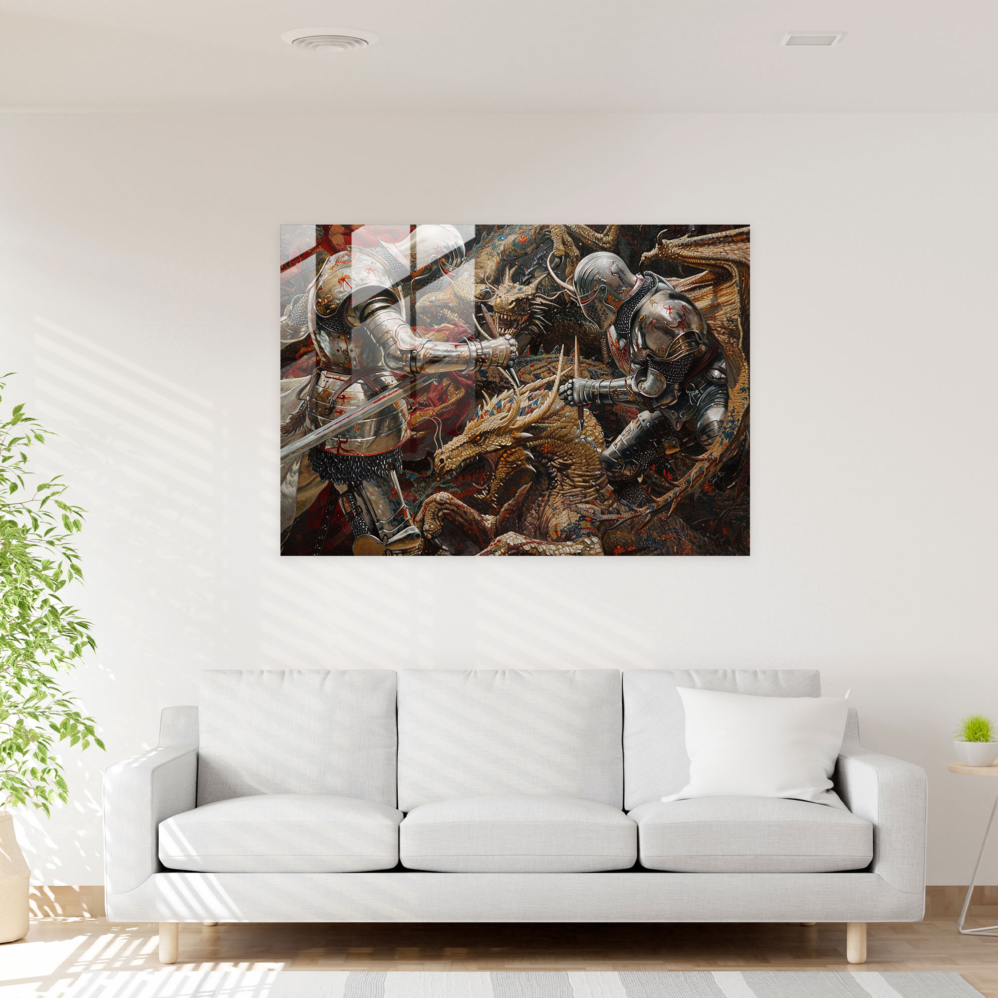Pre-Raphaelite Brotherhood Knights Vs Dragons Wall Decoration - Pre-Raphaelite Brotherhood, Modern Art, Pre-Raphaelite Brotherhood, Glass Art