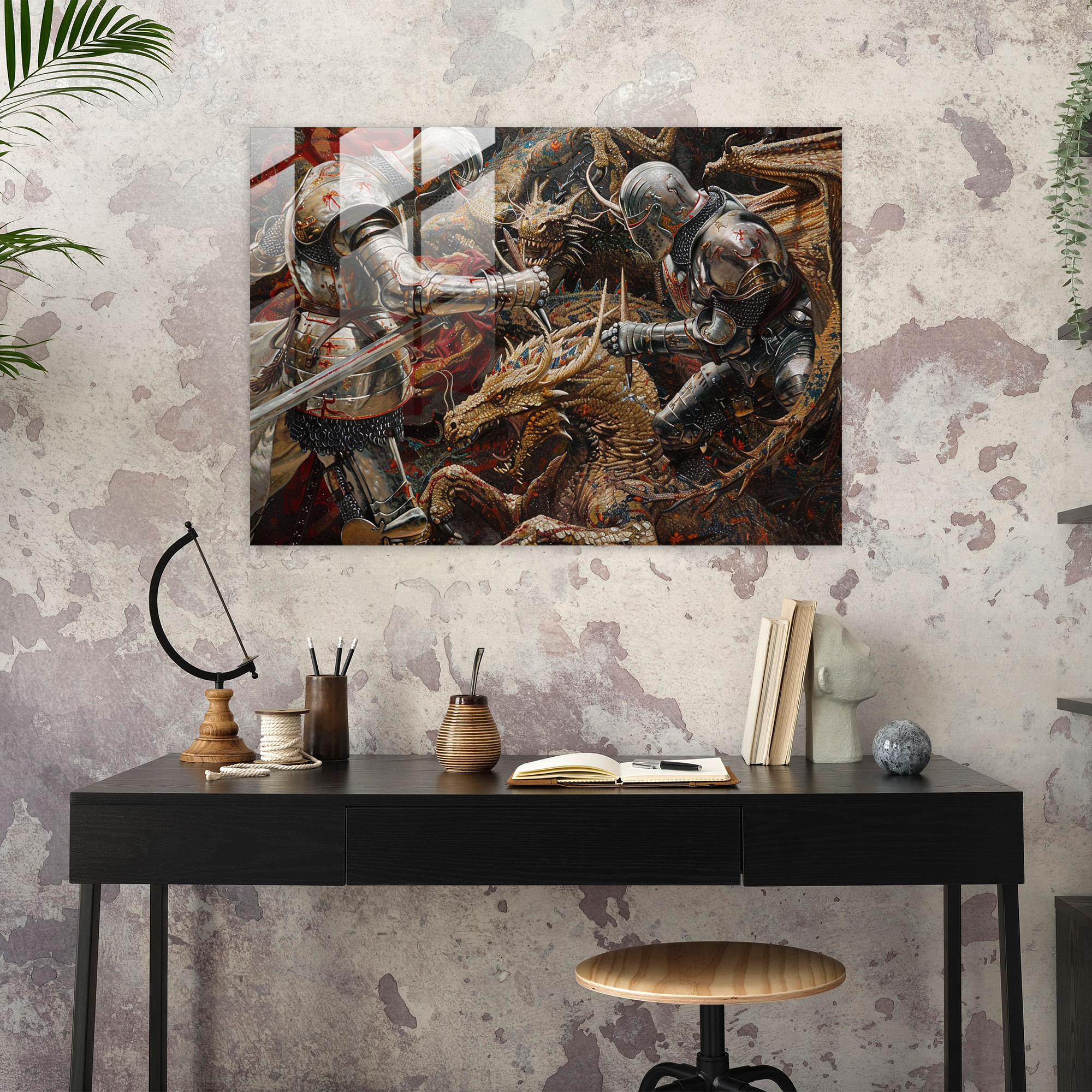 Pre-Raphaelite Brotherhood Knights Vs Dragons Wall Decoration - Pre-Raphaelite Brotherhood, Modern Art, Pre-Raphaelite Brotherhood, Glass Art