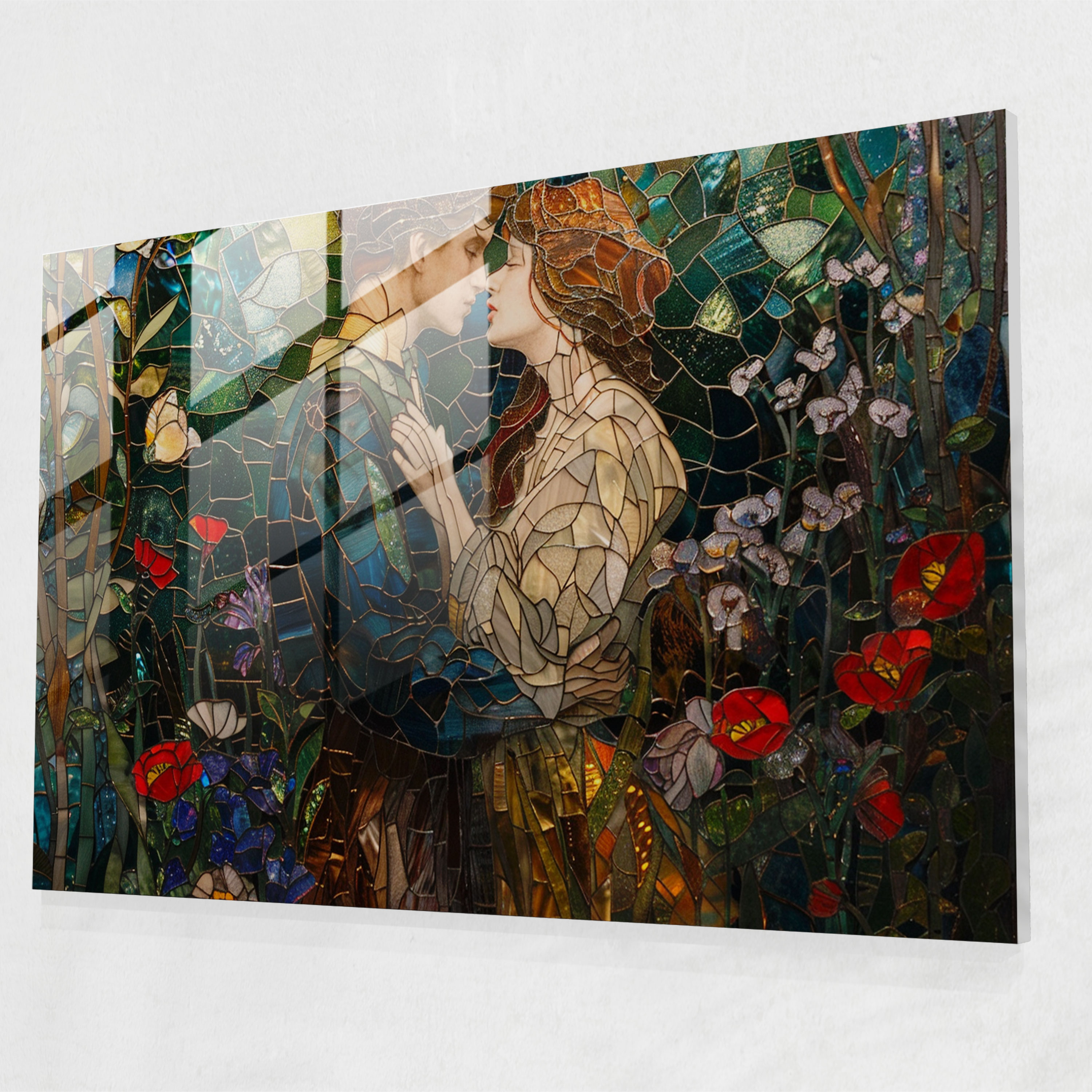Pre-Raphaelite Brotherhood Romantic Garden Glass Art - Pre-Raphaelite Brotherhood, Glass Art, Modern Art, Home Decoration
