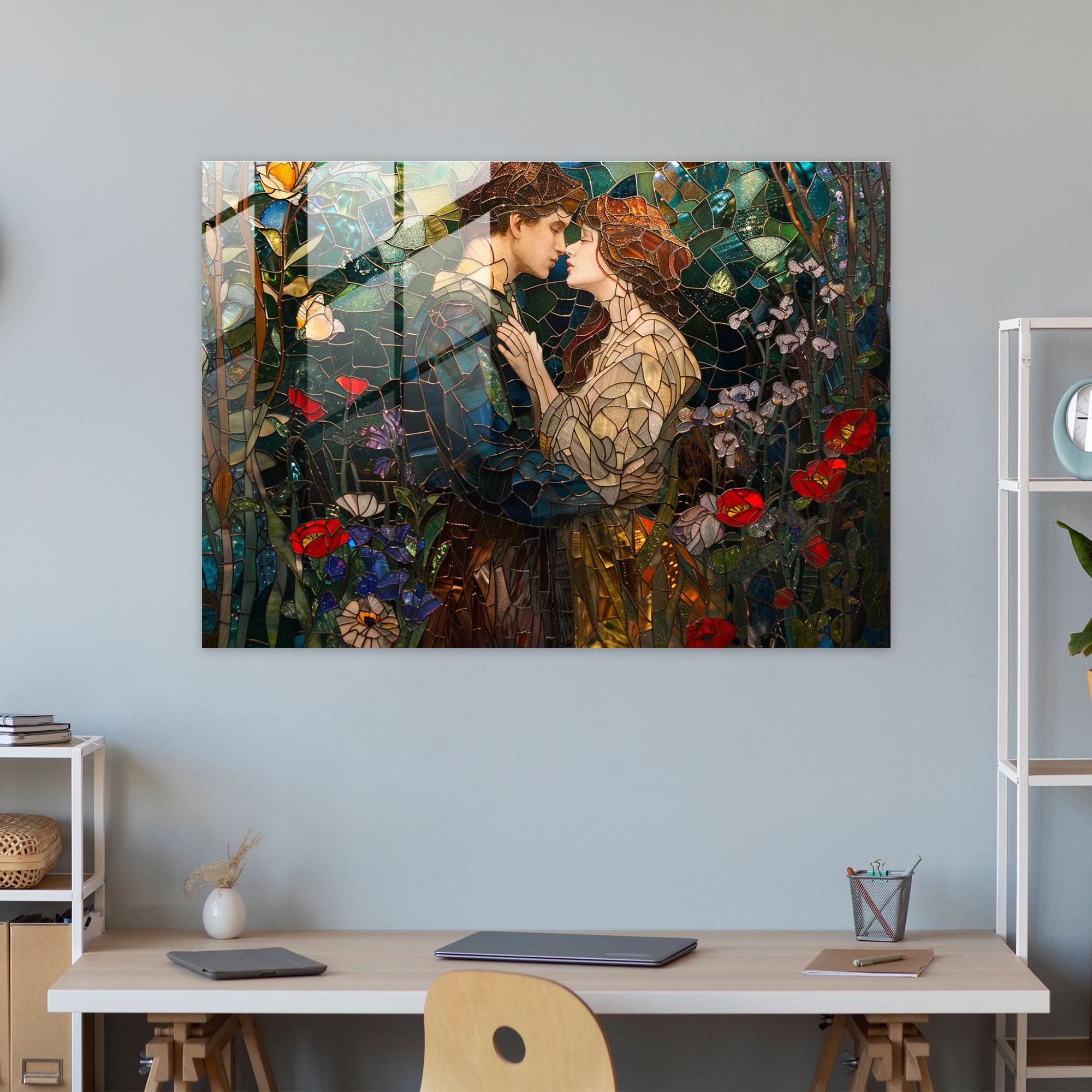 Pre-Raphaelite Brotherhood Romantic Garden Glass Art - Pre-Raphaelite Brotherhood, Glass Art, Modern Art, Home Decoration