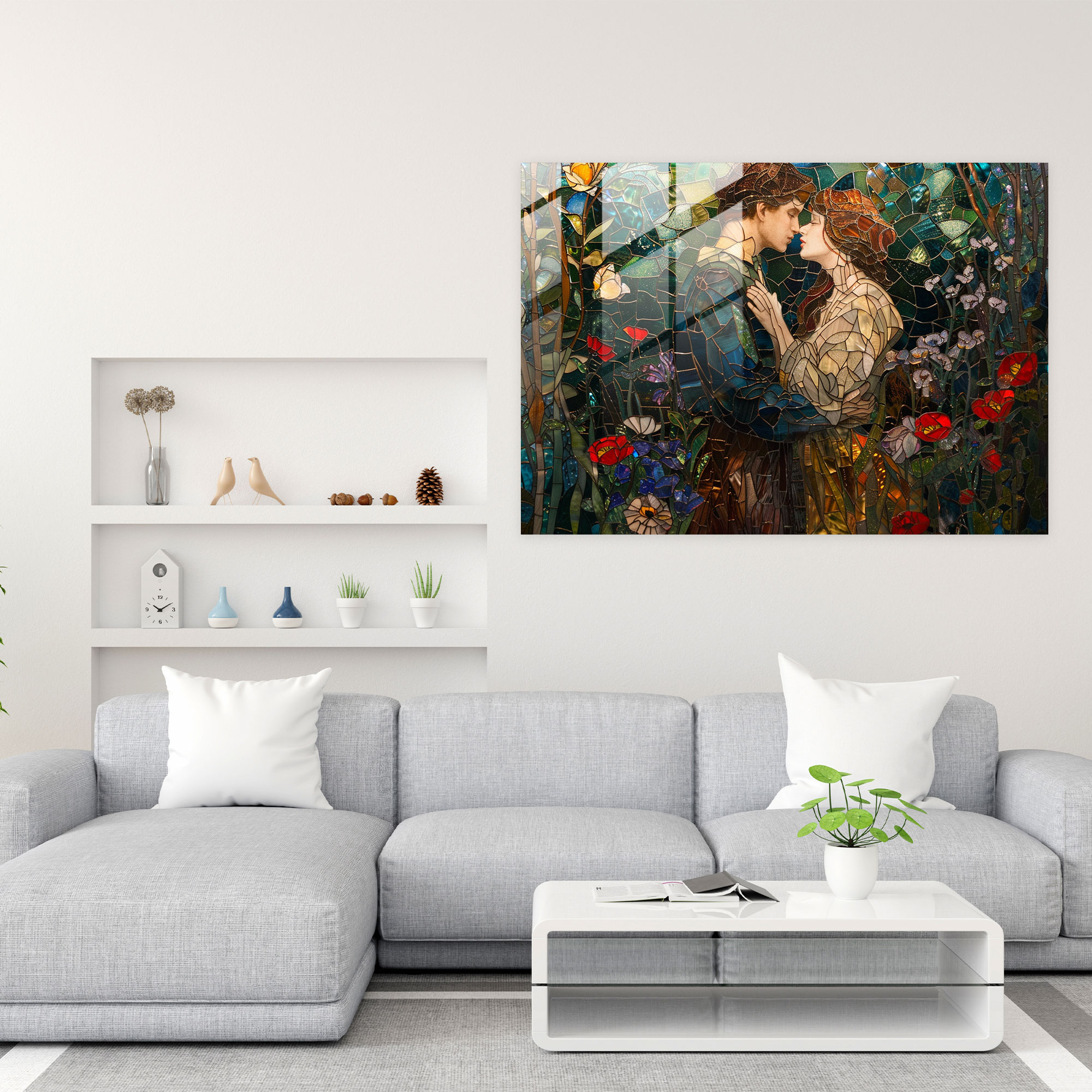 Pre-Raphaelite Brotherhood Romantic Garden Glass Art - Pre-Raphaelite Brotherhood, Glass Art, Modern Art, Home Decoration