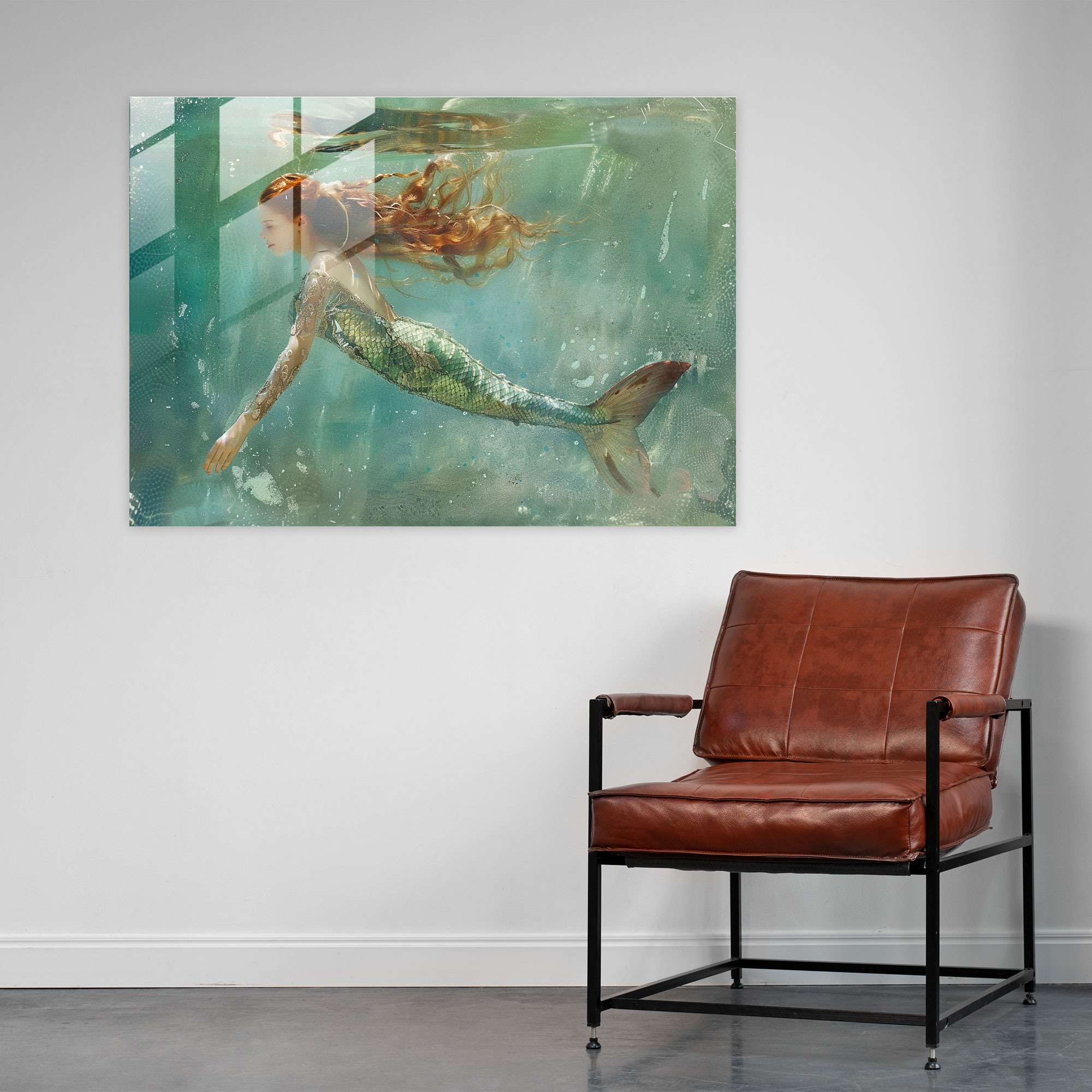 Pre-Raphaelite Brotherhood Mermaid In Lake Glass Print - Pre-Raphaelite Brotherhood, Glass Print, Modern Art, Home Decoration
