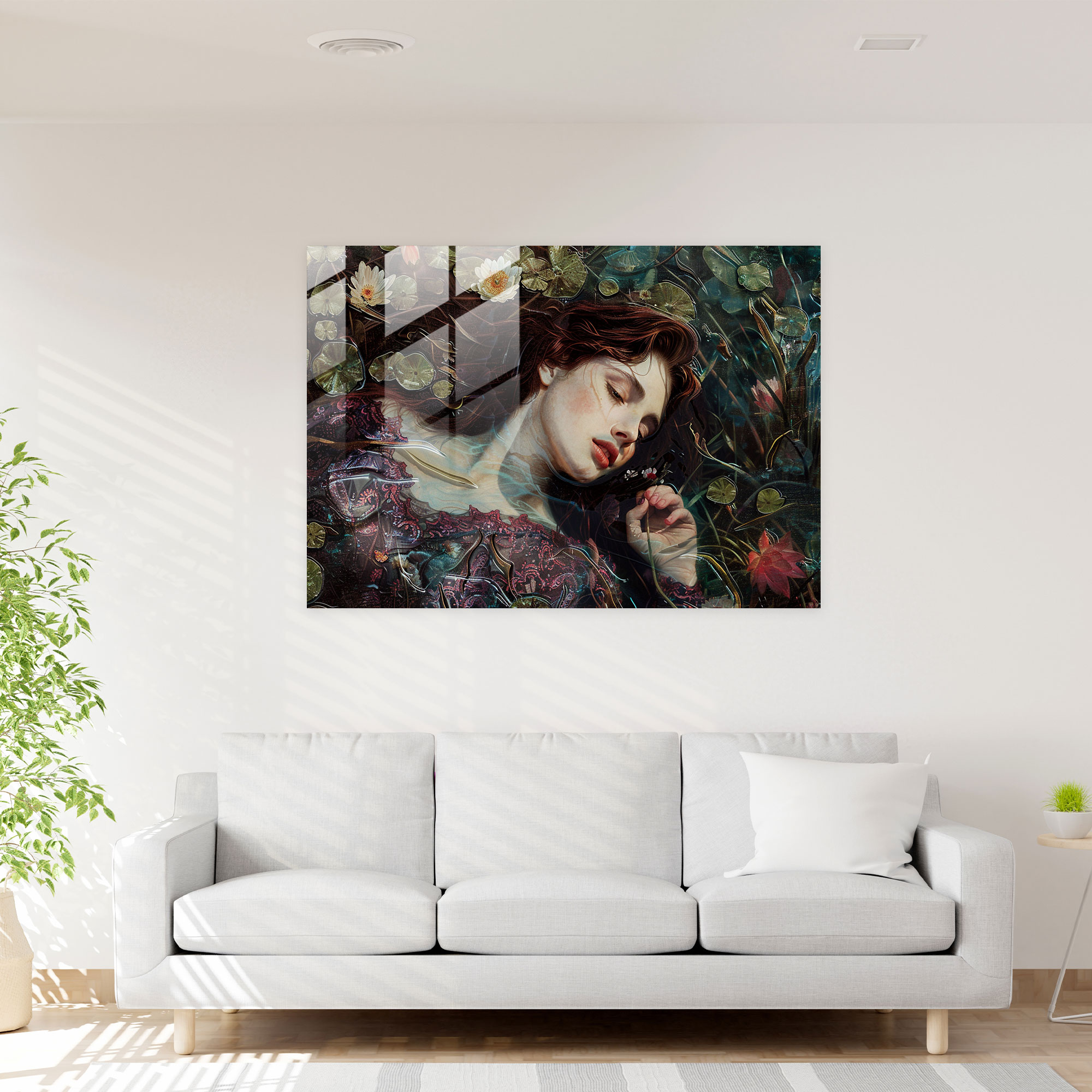 Pre-Raphaelite Brotherhood Cam Tablo - Cennet Bahçesi Güzelliği - Modern Sanat Duvar Sanatı