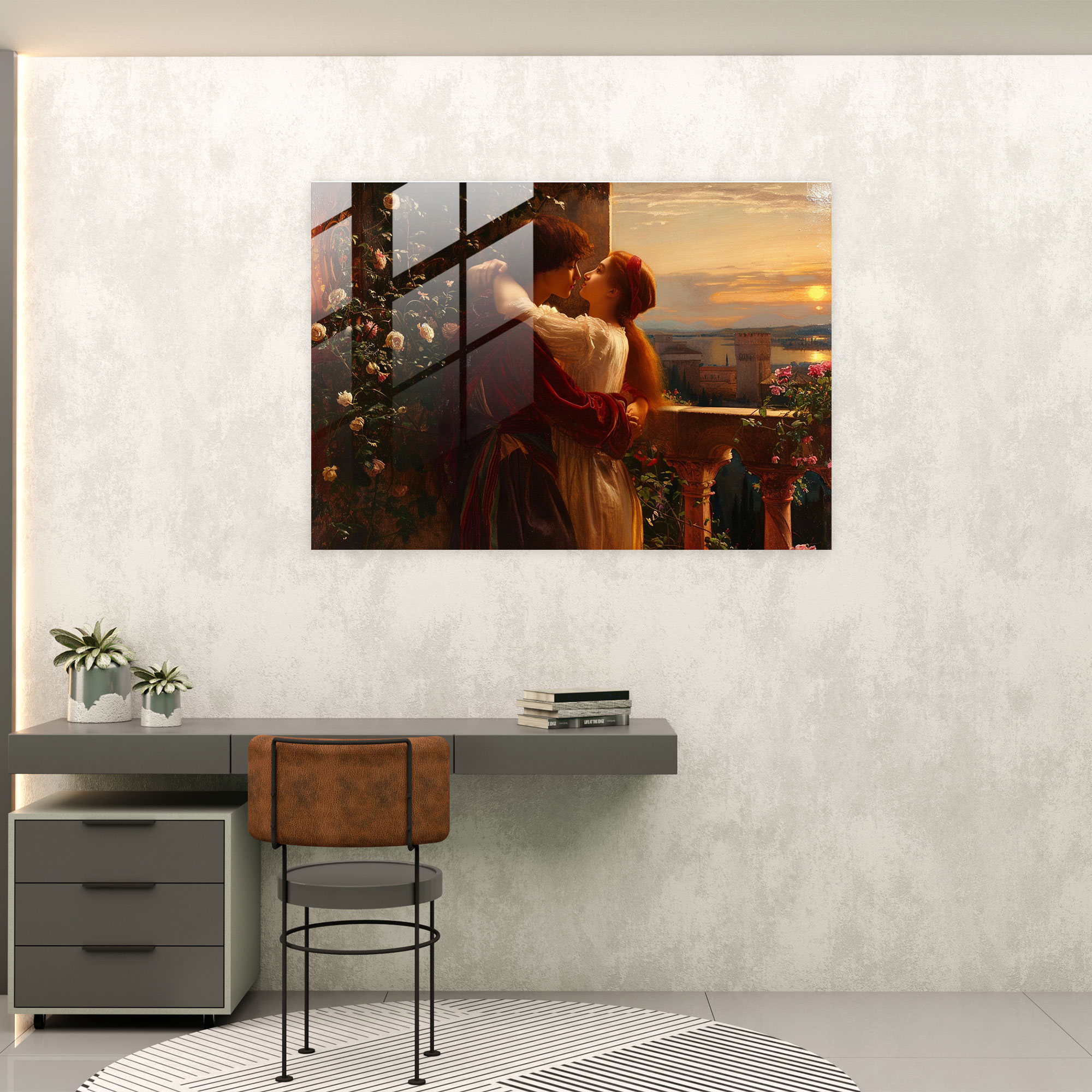 Pre-Raphaelite Brotherhood Ev Dekorasyonu - Romeo ve Juliet - Pre-Raphaelite Brotherhood Cam Tablo Duvar Dekorasyonu Cam Duvar Sanatı