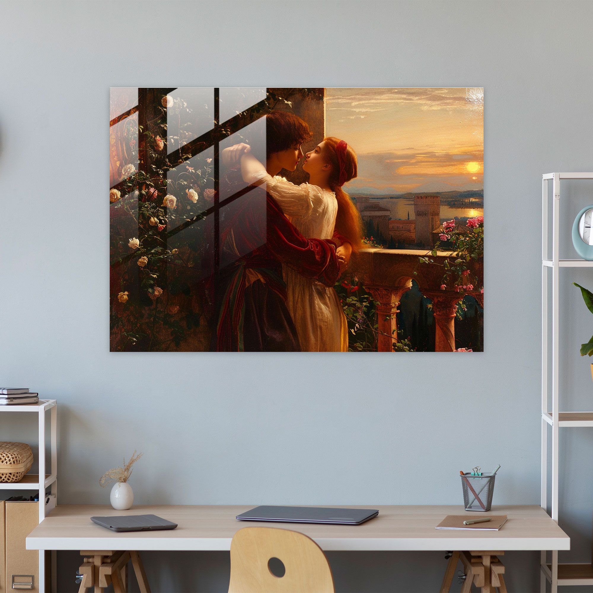 Pre-Raphaelite Brotherhood Ev Dekorasyonu - Romeo ve Juliet - Pre-Raphaelite Brotherhood Cam Tablo Duvar Dekorasyonu Cam Duvar Sanatı