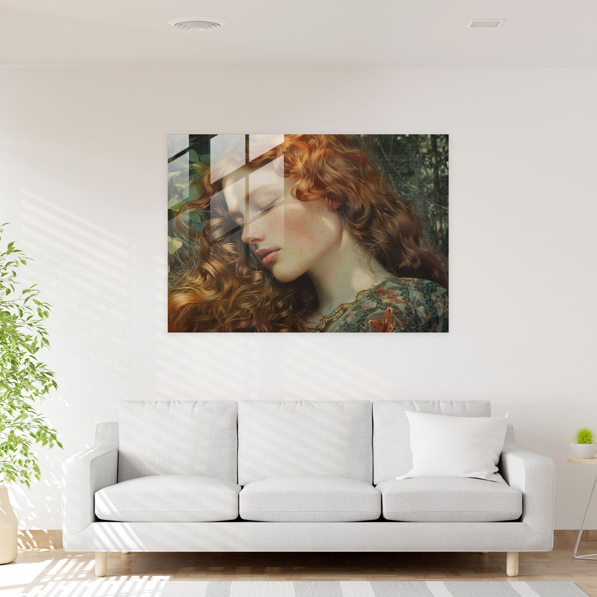 Dreamy Maiden Cam Tablo Ev Dekorasyonu - Ön-Raphael Kardeşliği Cam Tablo Modern Sanat