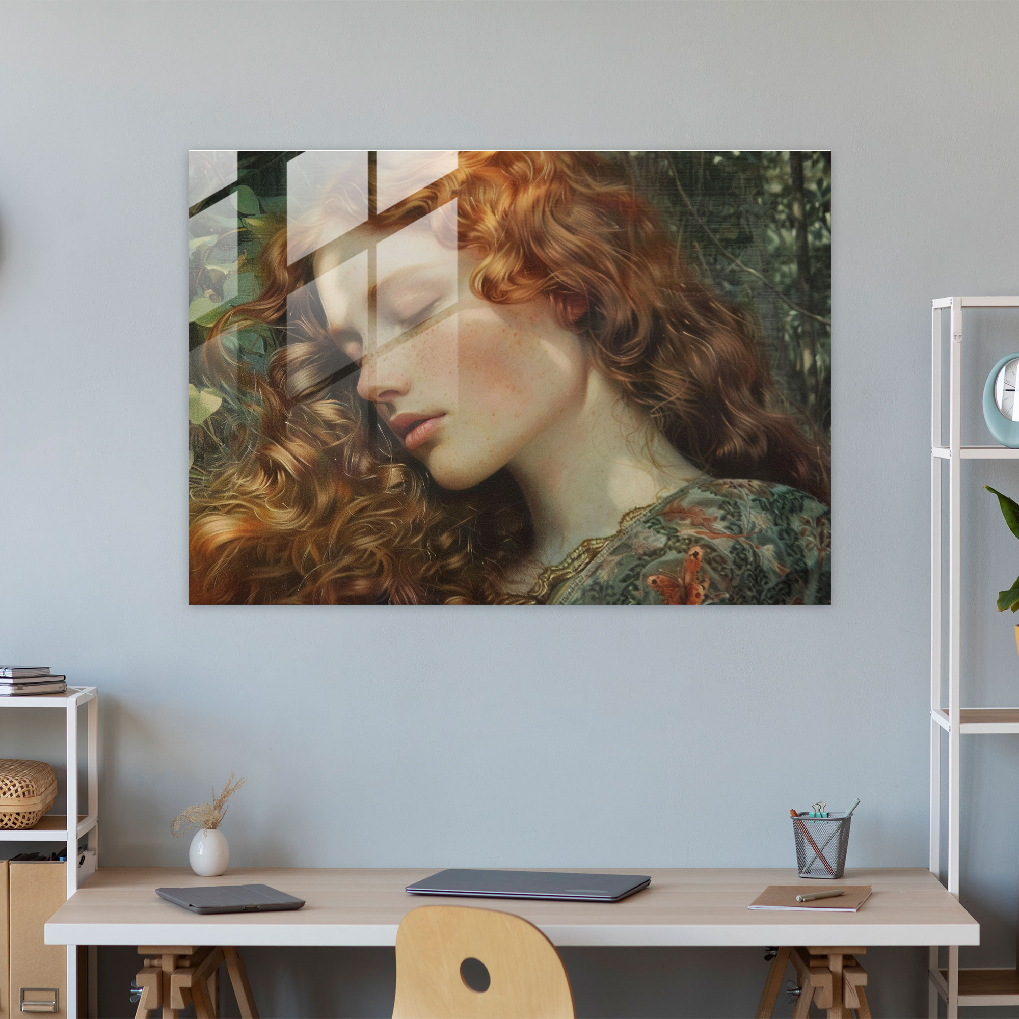 Dreamy Maiden Cam Tablo Ev Dekorasyonu - Ön-Raphael Kardeşliği Cam Tablo Modern Sanat