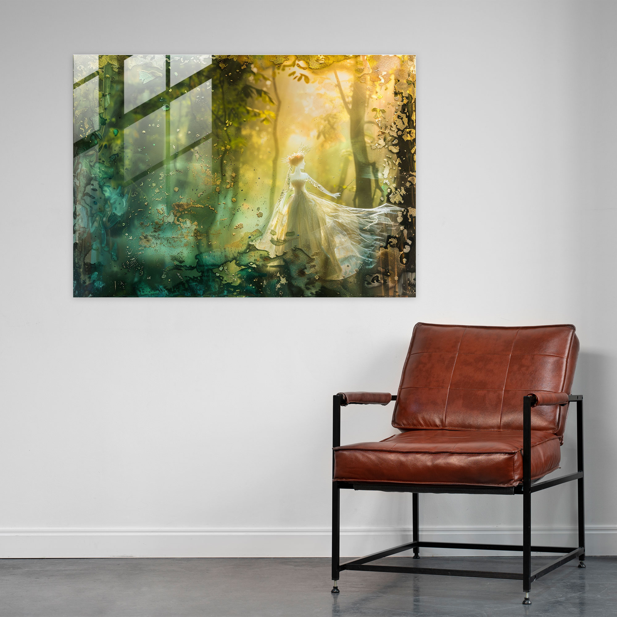 Peri Kraliçesi Cam Tablo Duvar Dekorasyonu - Pre-Raphaelite Brotherhood Modern Sanat Cam Sanatı Cam Tablo