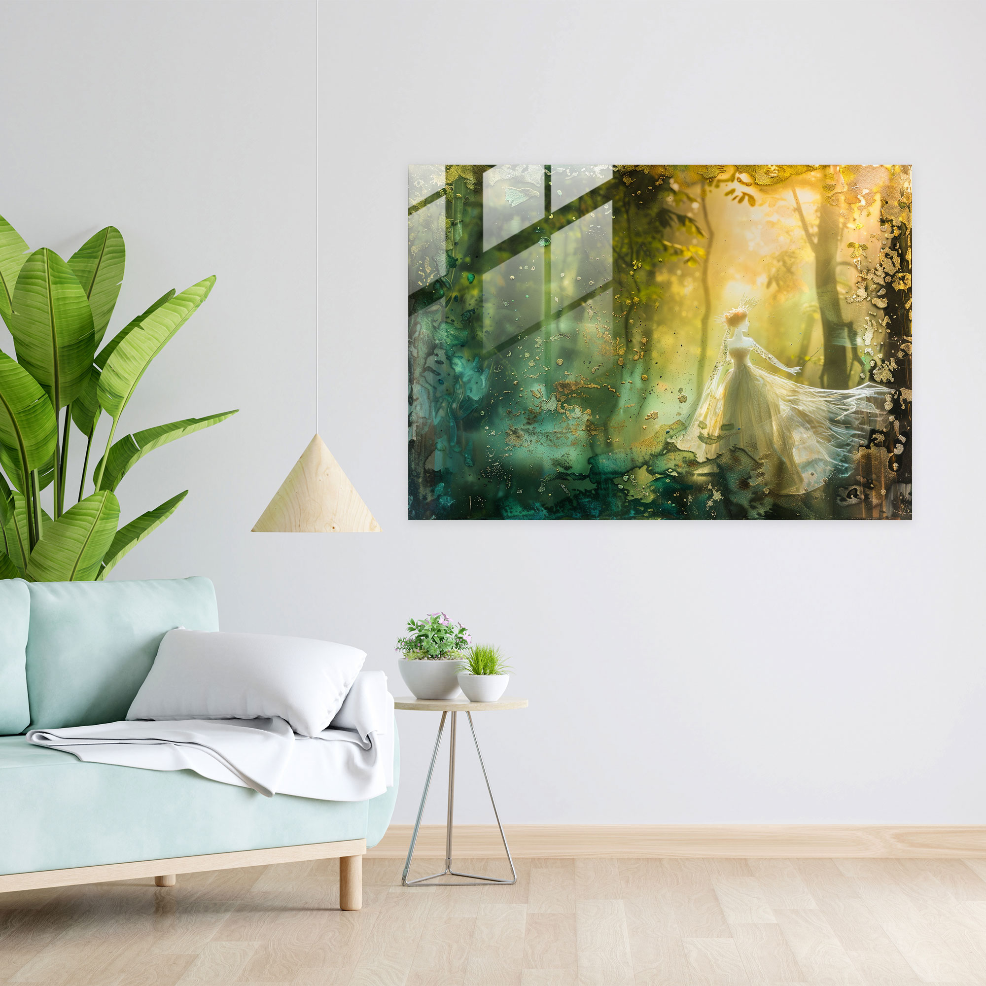 Peri Kraliçesi Cam Tablo Duvar Dekorasyonu - Pre-Raphaelite Brotherhood Modern Sanat Cam Sanatı Cam Tablo