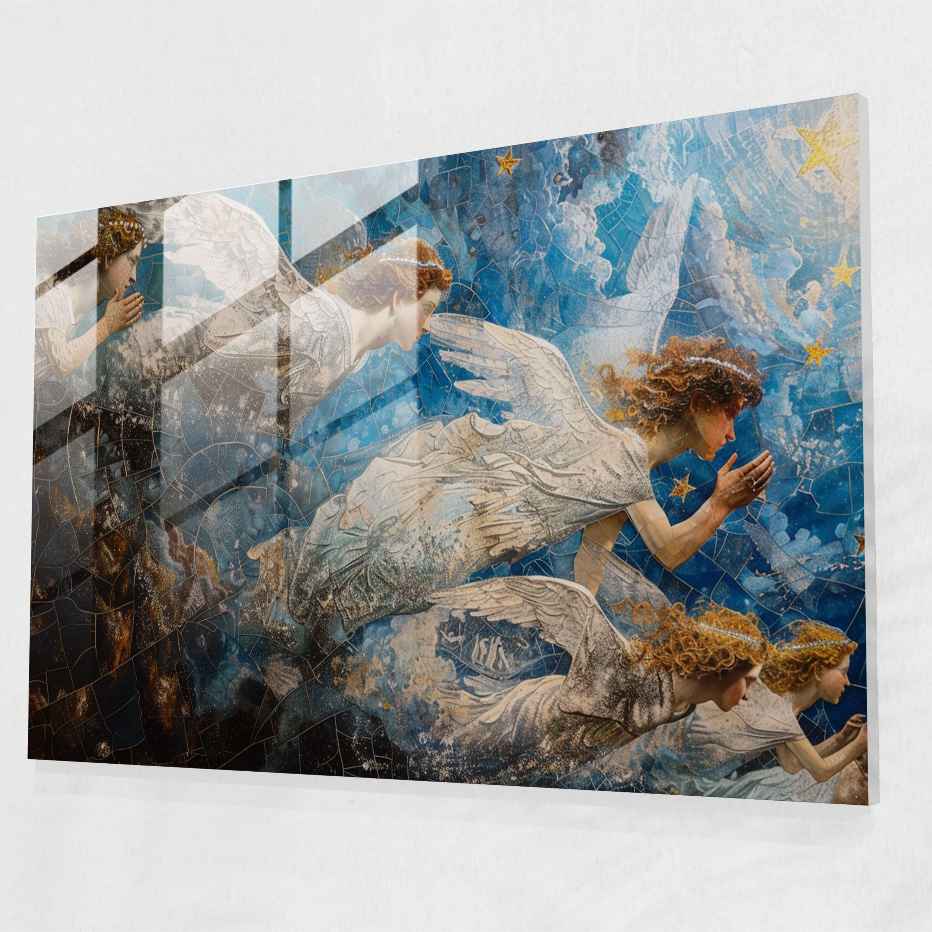 Cennet Melekleri Cam Tablo Ev Dekorasyonu - Pre-Raphaelite Brotherhood Modern Sanat Cam Tablo