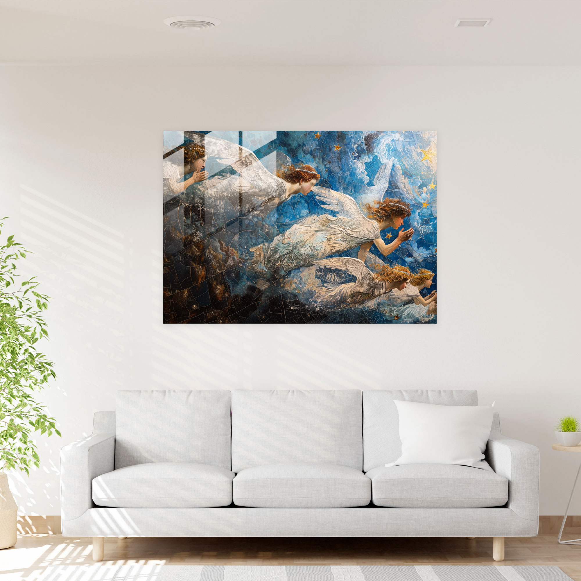 Cennet Melekleri Cam Tablo Ev Dekorasyonu - Pre-Raphaelite Brotherhood Modern Sanat Cam Tablo