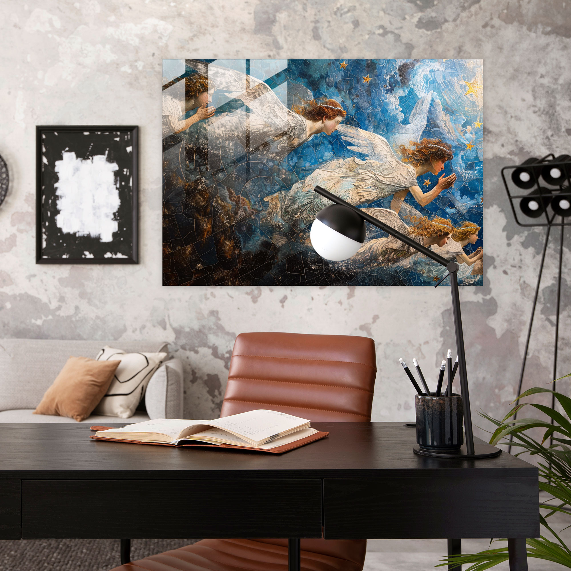 Cennet Melekleri Cam Tablo Ev Dekorasyonu - Pre-Raphaelite Brotherhood Modern Sanat Cam Tablo