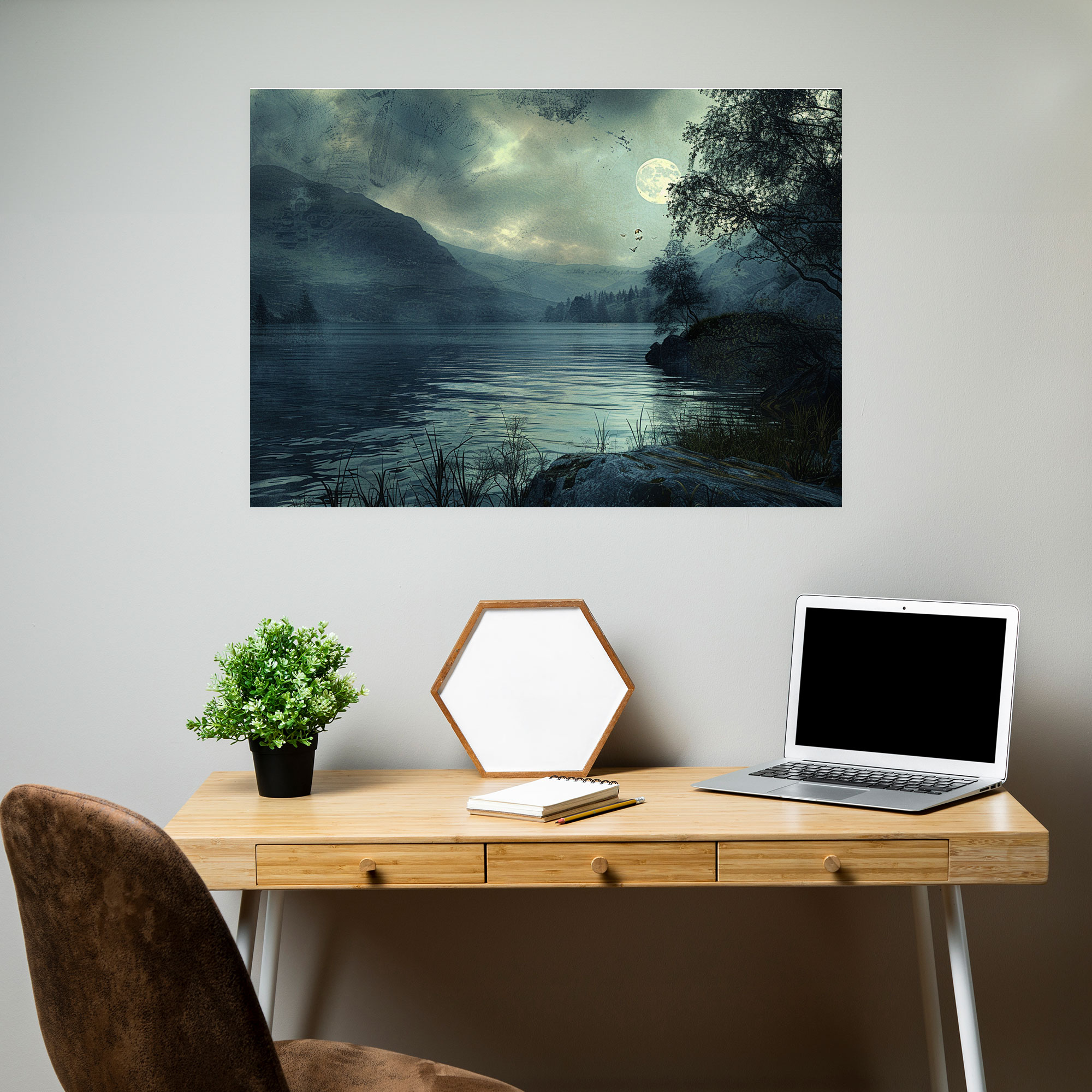 Moonlit Lake Canvas Print - Pre-Raphaelite Brotherhood, Canvas, Pre-Raphaelite Brotherhood, Home Decoration
