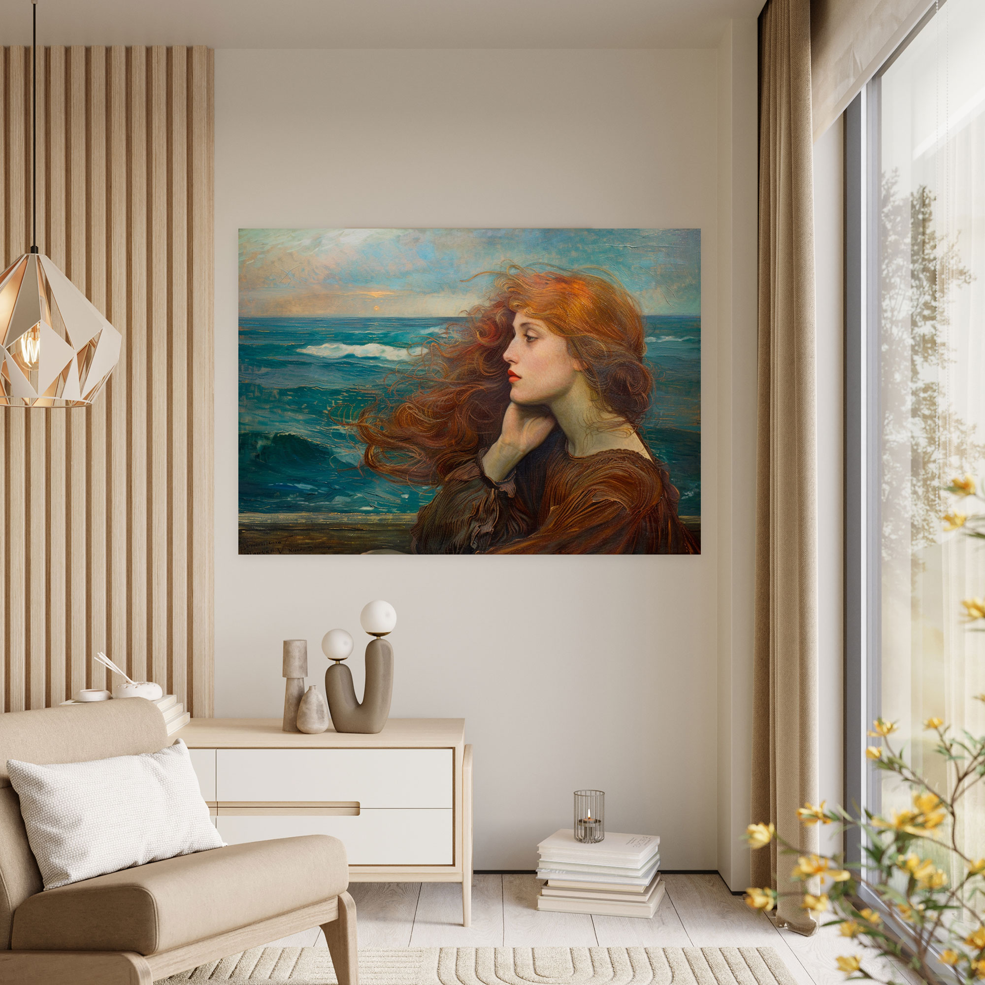Pre-Raphaelite Brotherhood Canvas Print - Pensive Woman By The Sea Wall Art - Pre-Raphaelite Brotherhood, Canvas, Pre-Raphaelite Brotherhood, Canvas Print