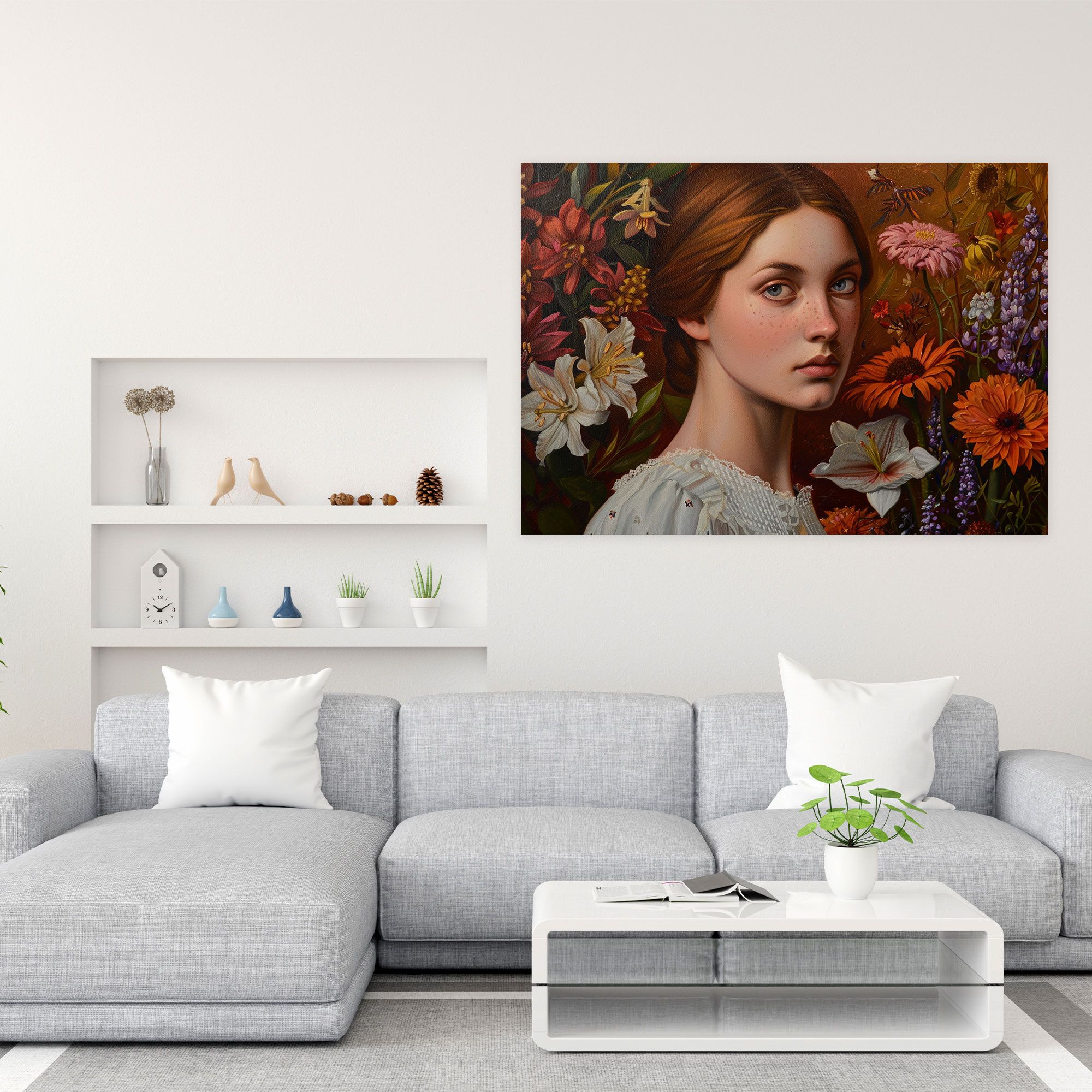 Pre-Raphaelite Brotherhood Wall Decoration - Serene Lady With Flowers Canvas Print - Pre-Raphaelite Brotherhood, Canvas, Pre-Raphaelite Brotherhood, Wall Decoration