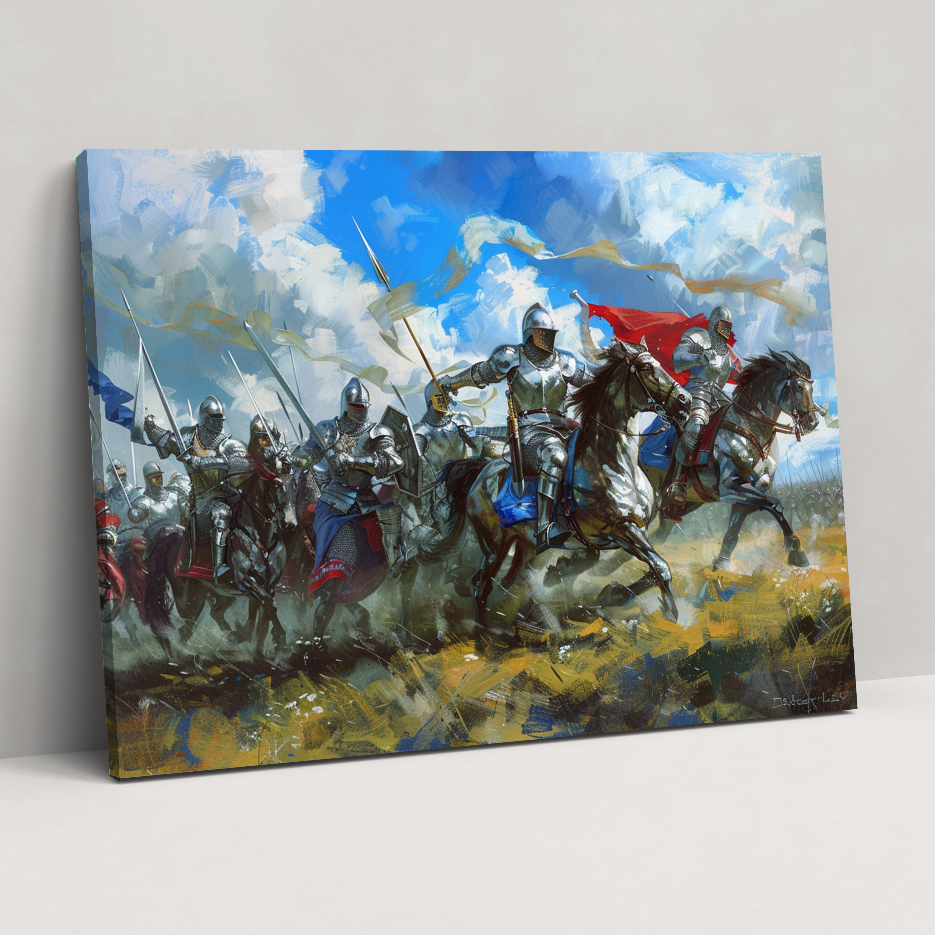 Pre-Raphaelite Brotherhood Canvas Print - Medieval Knights In Battle Wall Art - Pre-Raphaelite Brotherhood, Canvas Print, Canvas, Canvas Wall Art