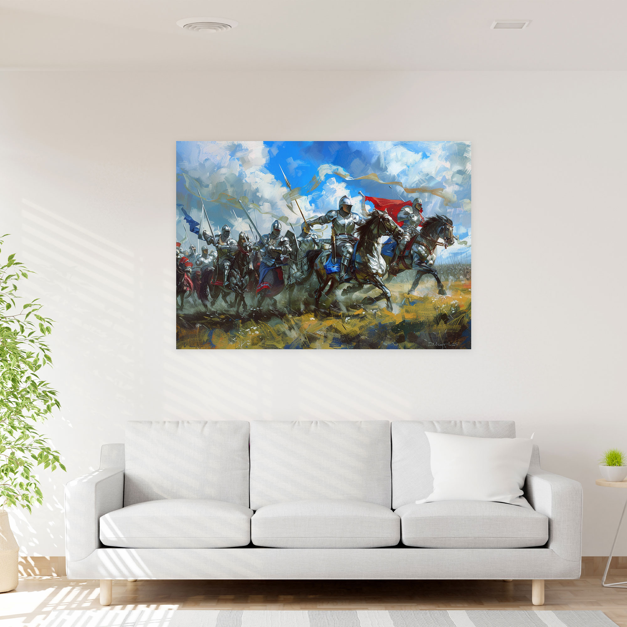 Pre-Raphaelite Brotherhood Canvas Print - Medieval Knights In Battle Wall Art - Pre-Raphaelite Brotherhood, Canvas Print, Canvas, Canvas Wall Art