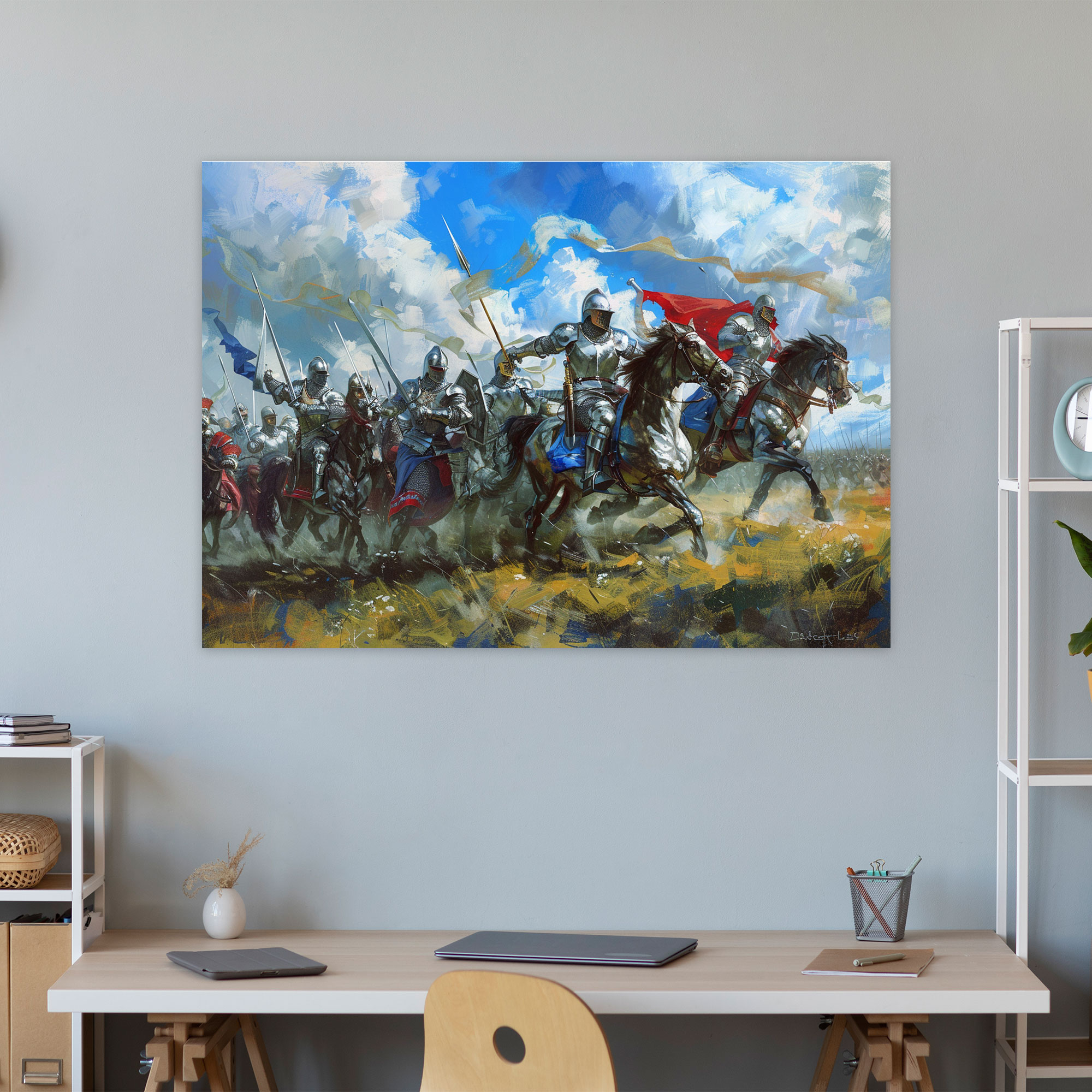Pre-Raphaelite Brotherhood Canvas Print - Medieval Knights In Battle Wall Art - Pre-Raphaelite Brotherhood, Canvas Print, Canvas, Canvas Wall Art