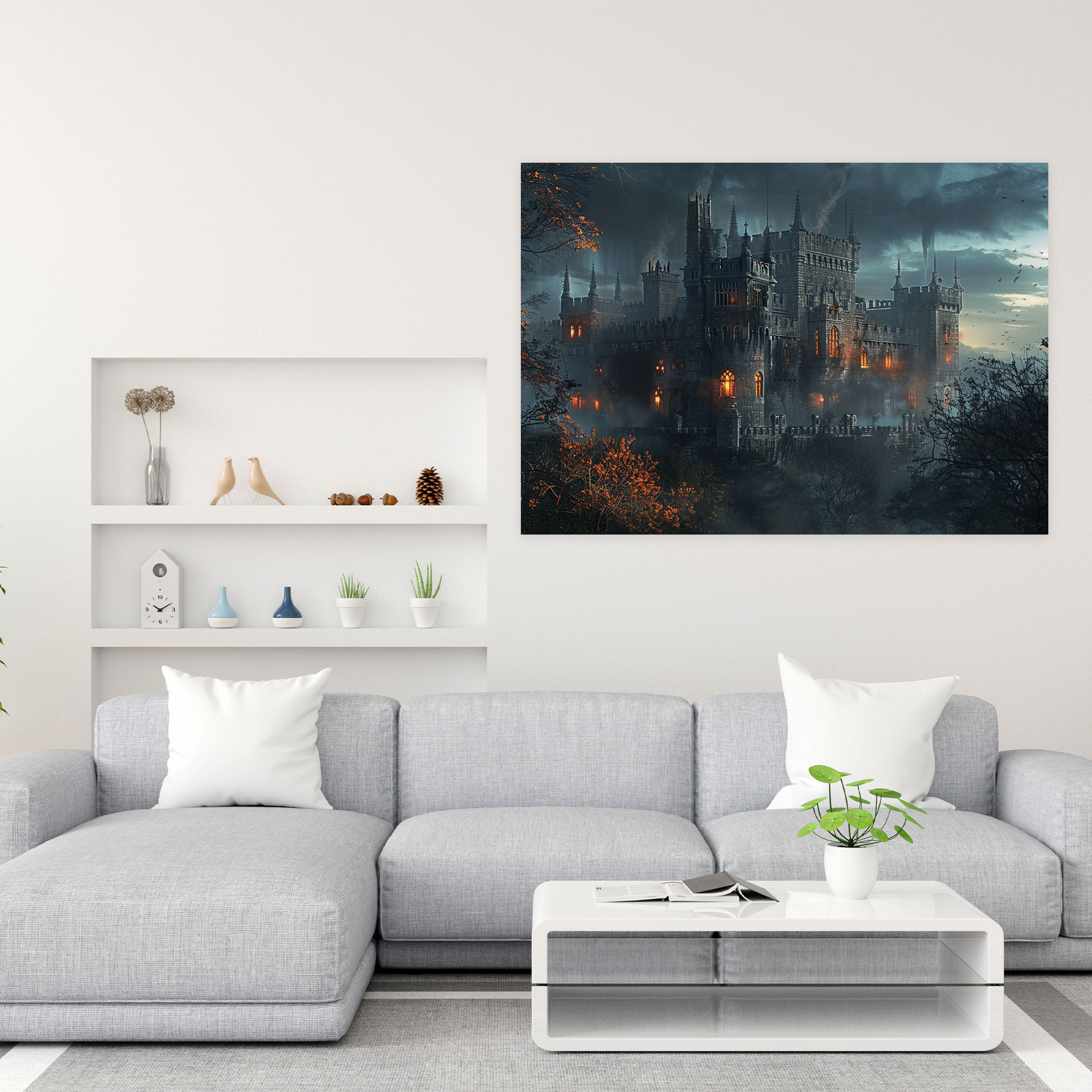 Pre-Raphaelite Brotherhood Medieval Castle Canvas Print - Pre-Raphaelite Brotherhood, Canvas Wall Art, Dramatic Lighting, Wall Art