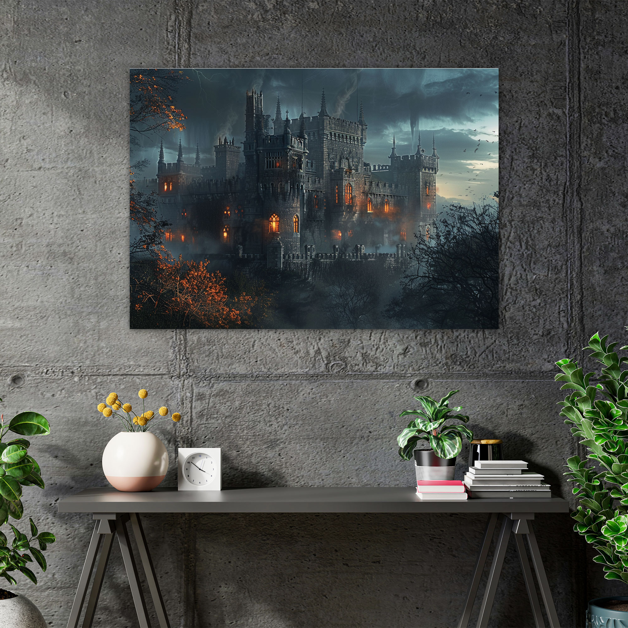 Pre-Raphaelite Brotherhood Medieval Castle Canvas Print - Pre-Raphaelite Brotherhood, Canvas Wall Art, Dramatic Lighting, Wall Art