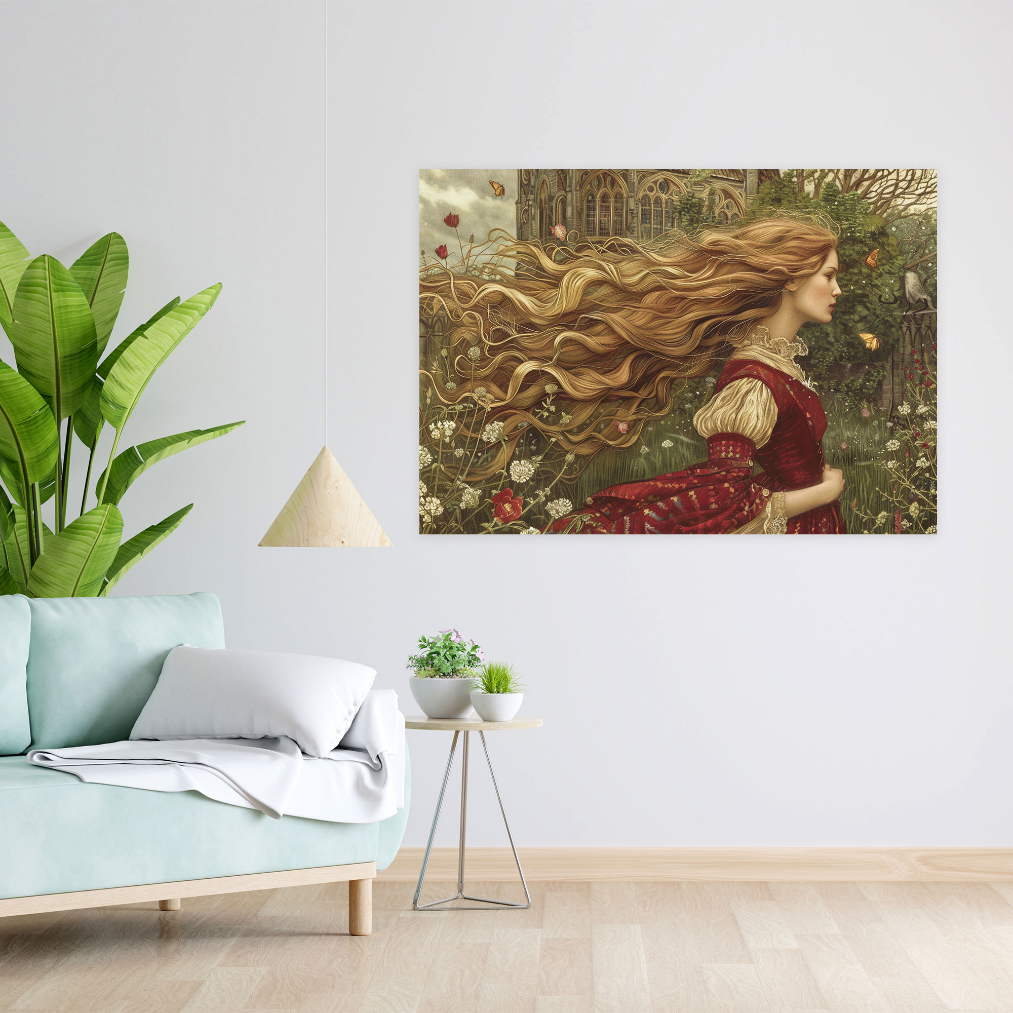 Pre-Raphaelite Brotherhood Woman In Garden Canvas Print - Pre-Raphaelite Brotherhood, Pre-Raphaelite Brotherhood, Canvas, Canvas Wall Art