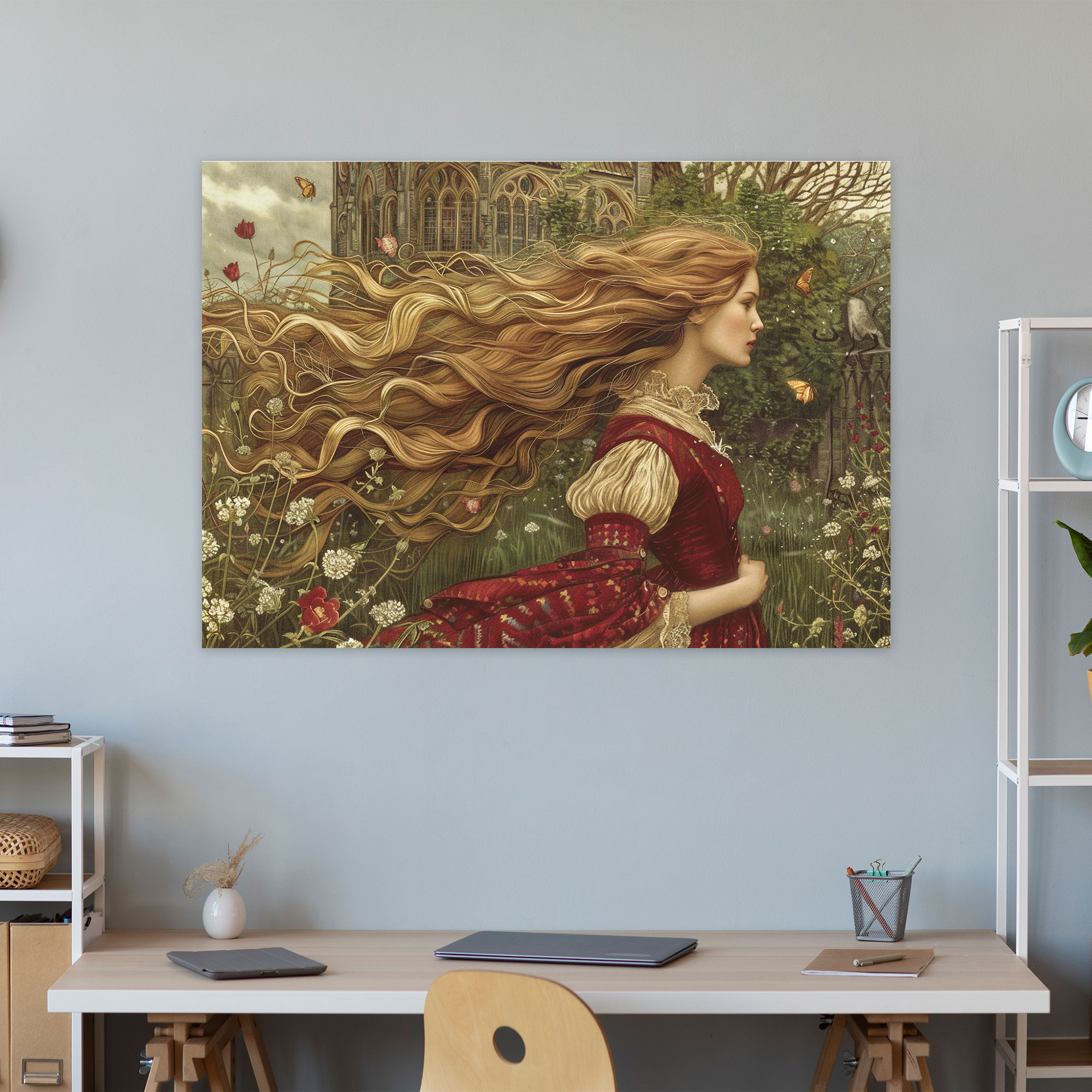Pre-Raphaelite Brotherhood Woman In Garden Canvas Print - Pre-Raphaelite Brotherhood, Pre-Raphaelite Brotherhood, Canvas, Canvas Wall Art