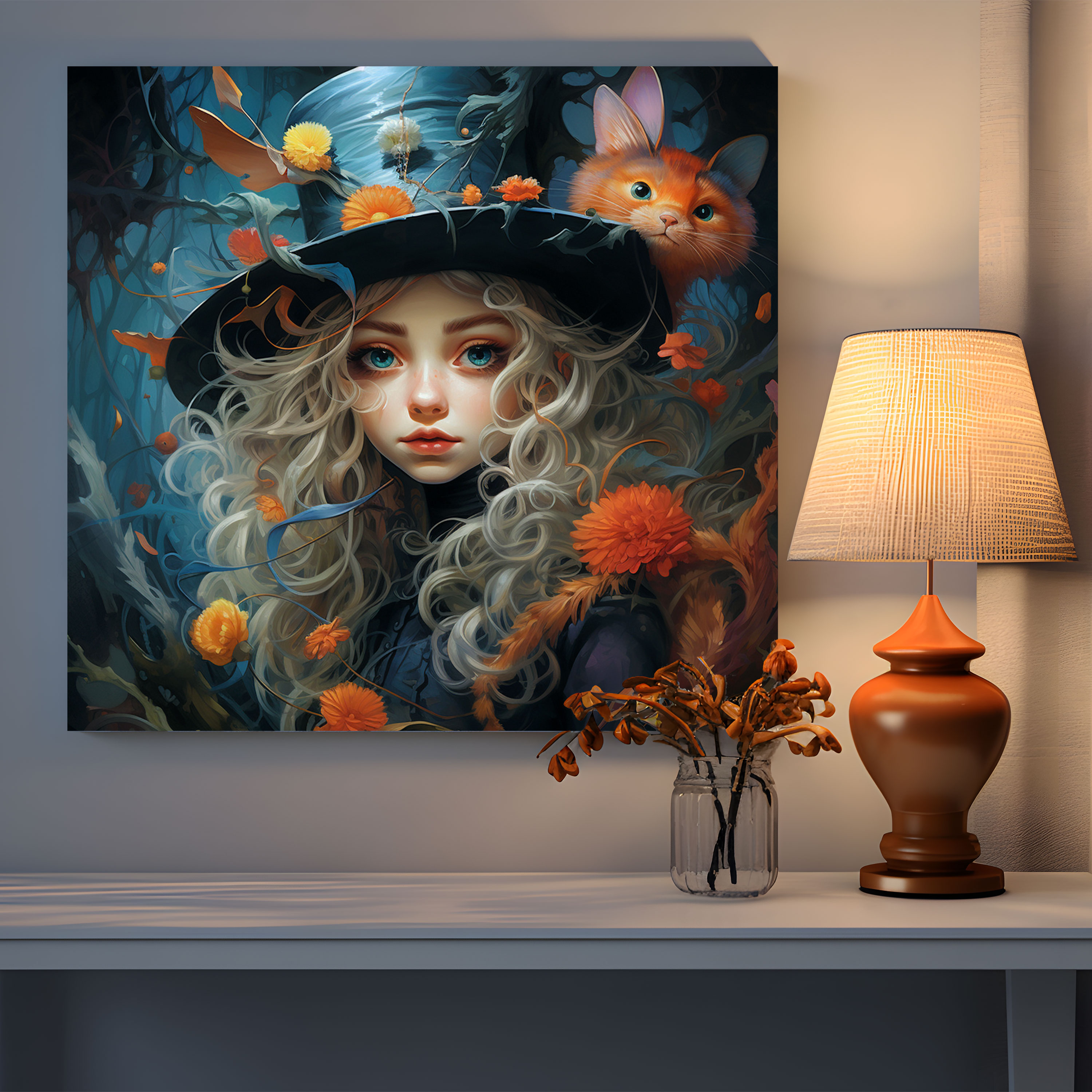 Whimsical Portrait Wall Decoration - Portrait, Whimsical Art, Canvas Print, Home Decoration