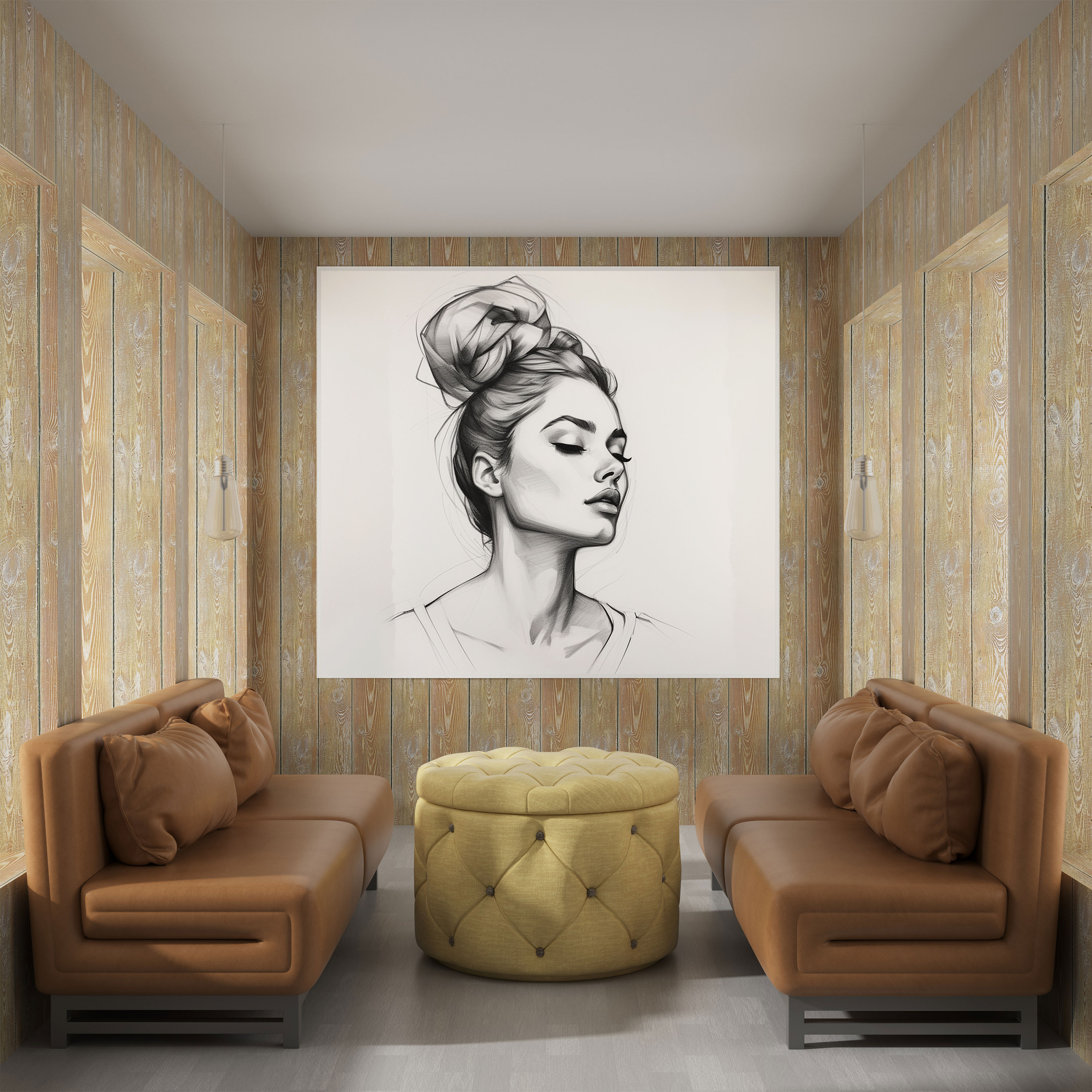 Minimalist Portre Duvar Dekorasyonu - Portre Çizgi Çizimi Zarafet Zamansız