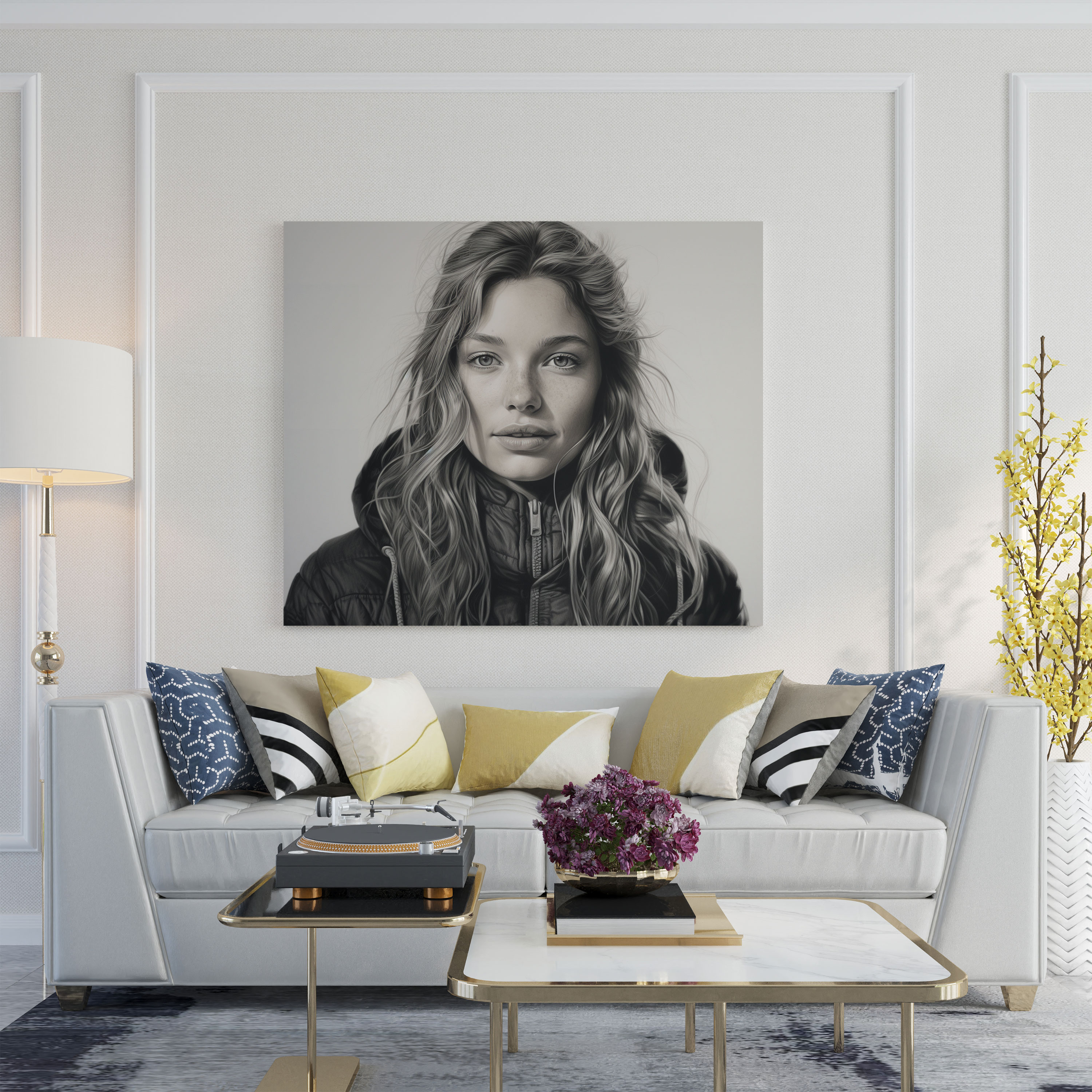 Charcoal Portrait Wall Art - Portrait, Charcoal, Home Decoration, Canvas