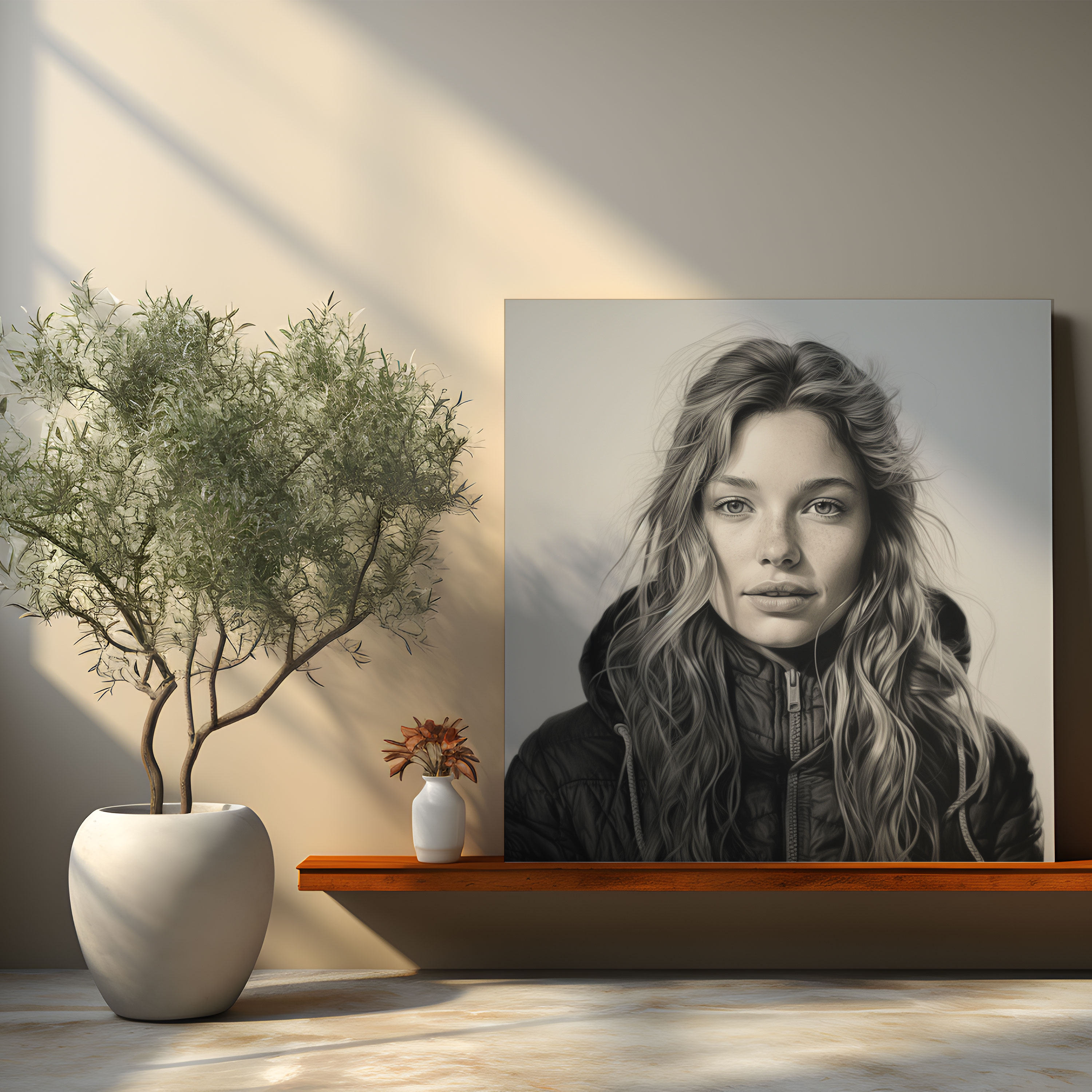 Charcoal Portrait Wall Art - Portrait, Charcoal, Home Decoration, Canvas