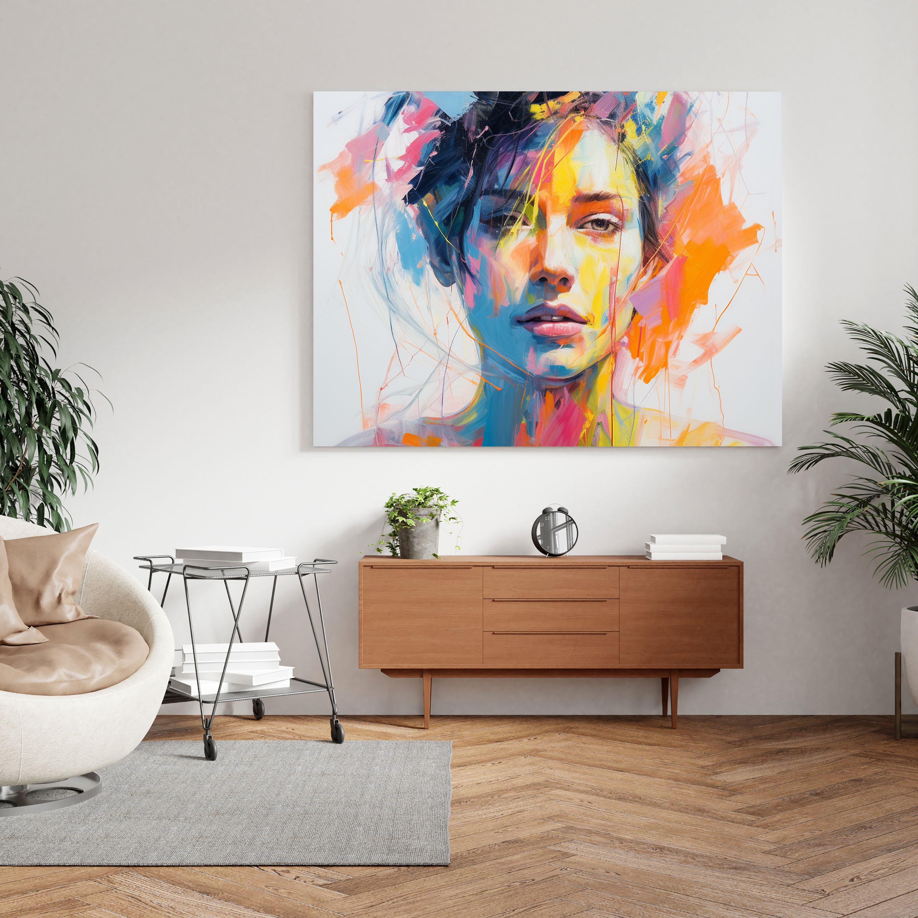 Portre Duvar Sanatı - Modern Soyut Sanat - Dekoratif Duvar Tablosu - Kanvas Tablo - Soyut Sanat Eseri