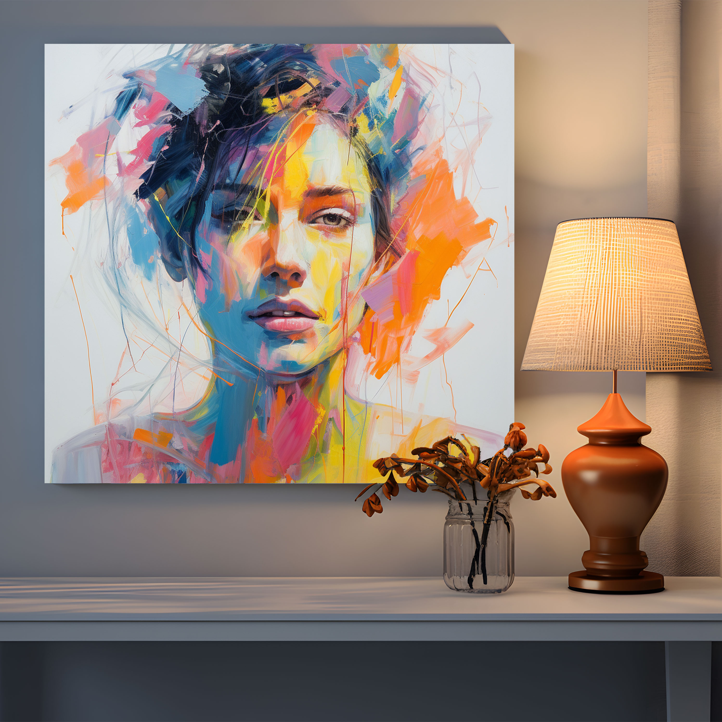Portre Duvar Sanatı - Modern Soyut Sanat - Dekoratif Duvar Tablosu - Kanvas Tablo - Soyut Sanat Eseri