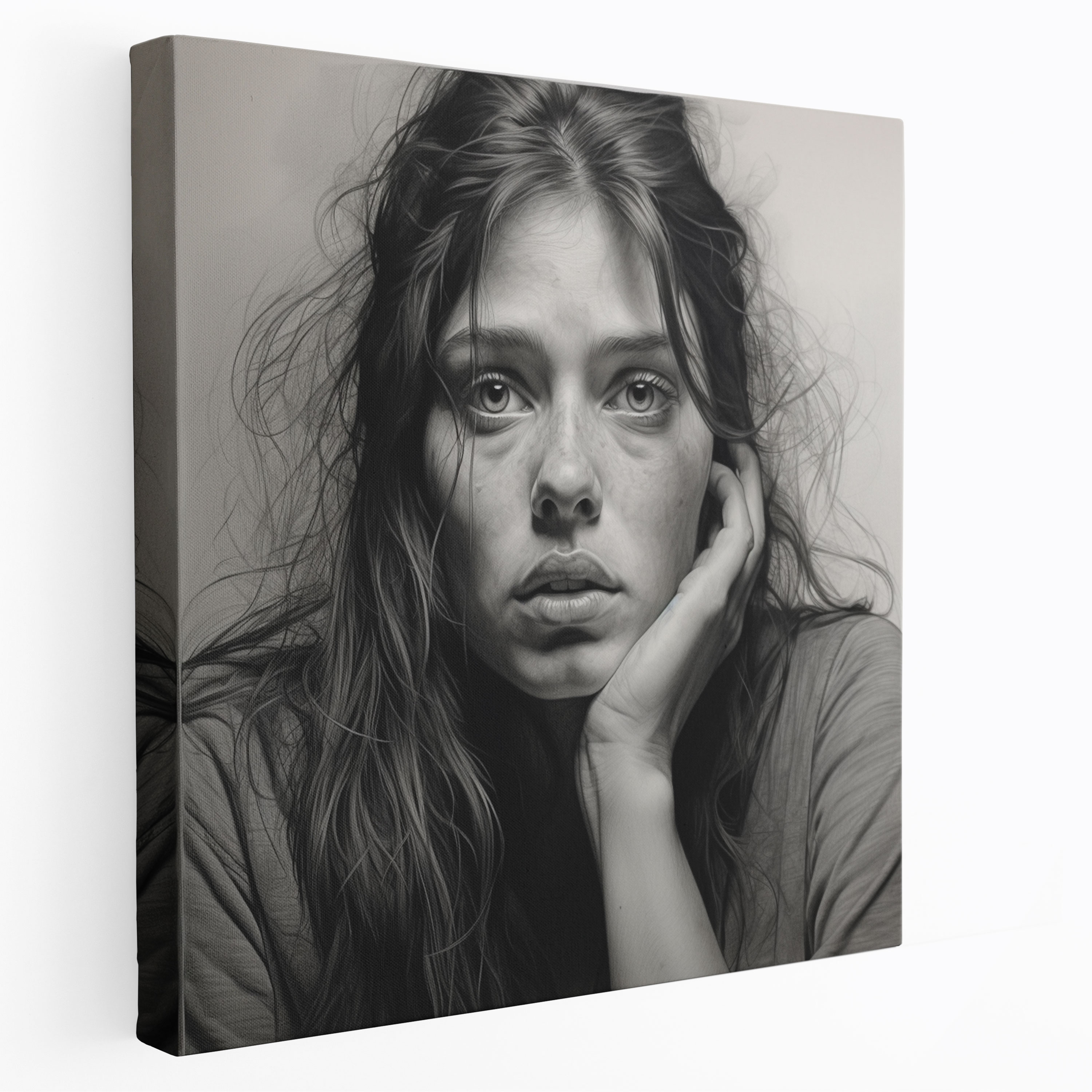 Portrait Canvas Print - Realistic Pencil Sketch - Portrait, Realism, Wall Art, Home Decoration