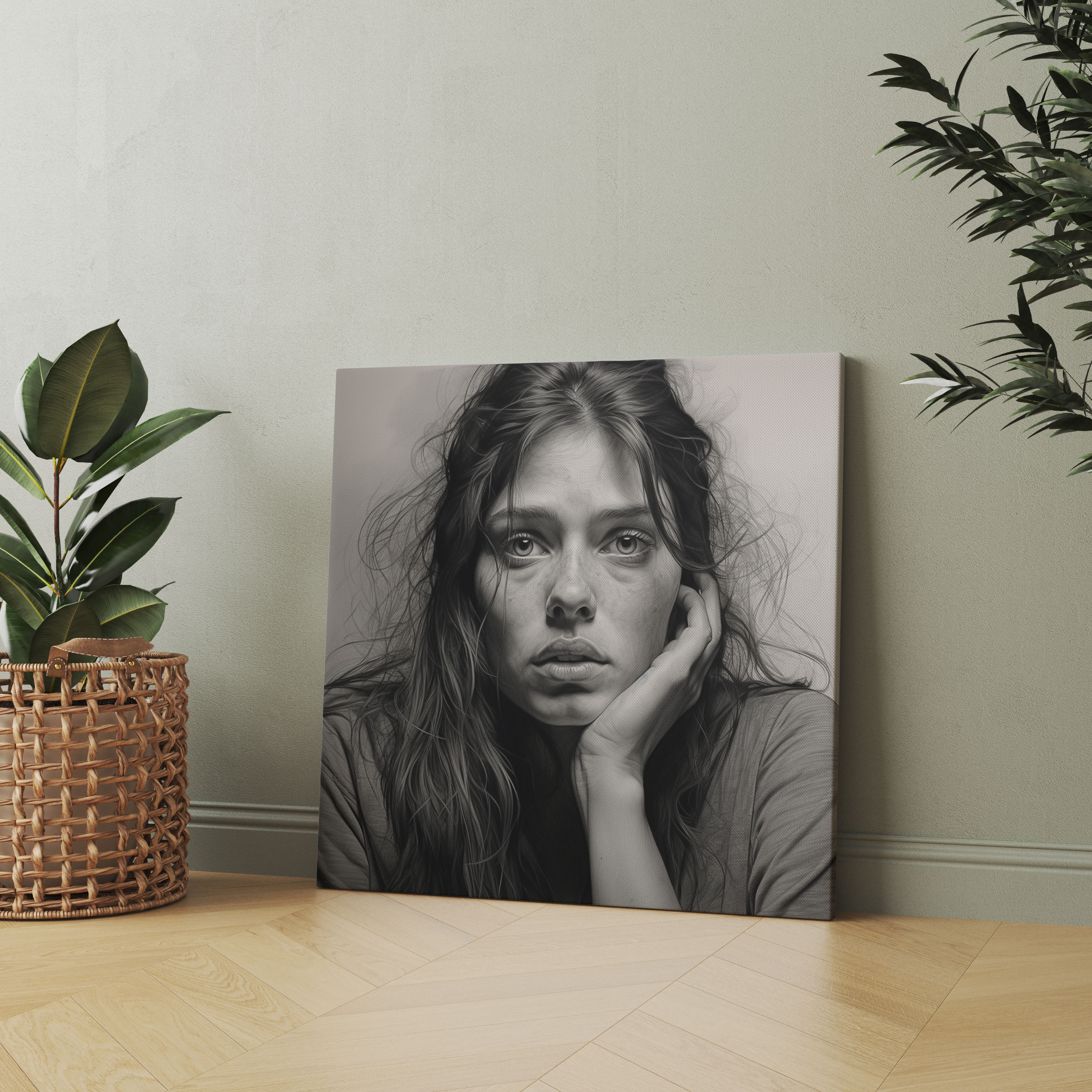 Portrait Canvas Print - Realistic Pencil Sketch - Portrait, Realism, Wall Art, Home Decoration