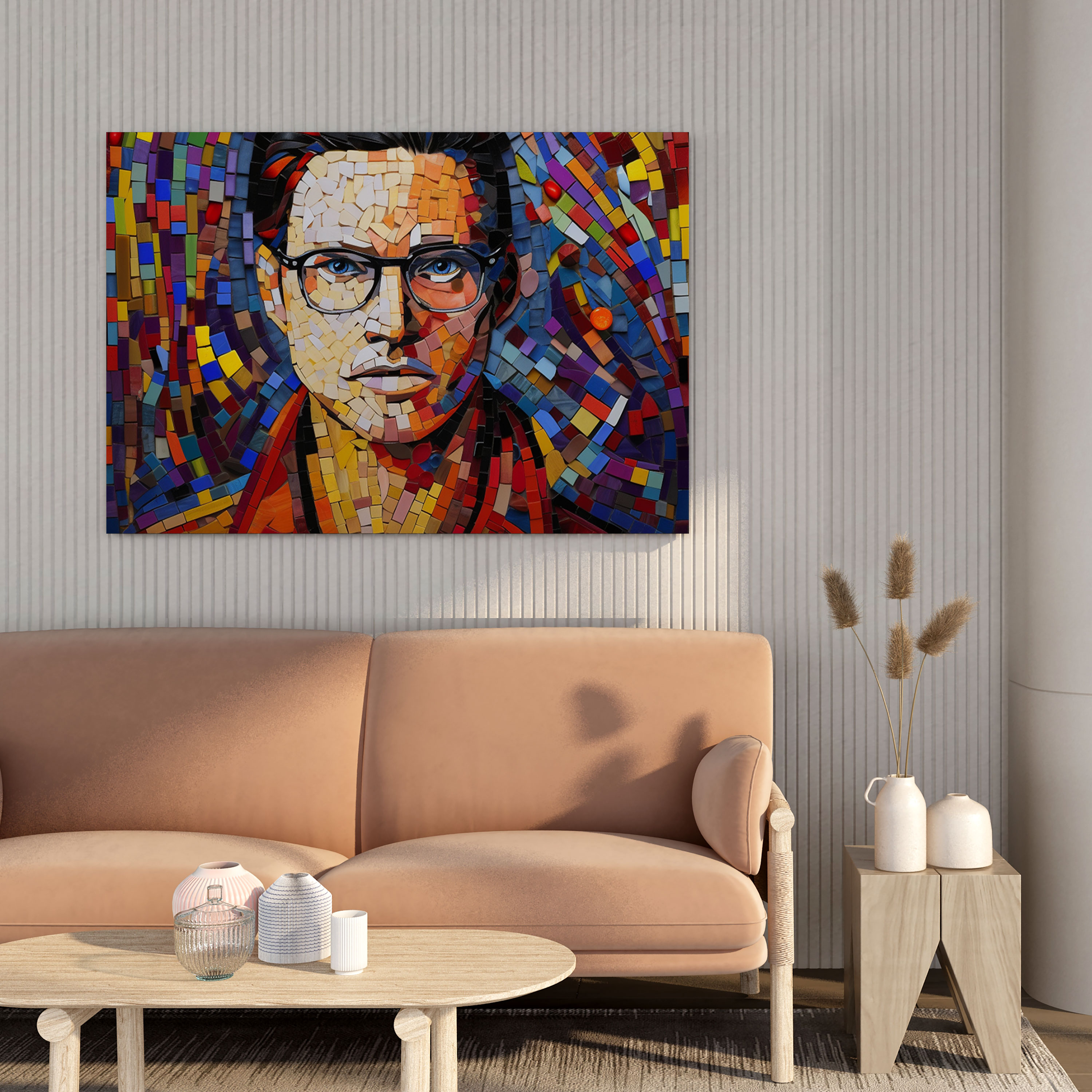 Portrait Wall Decoration - Mosaic Design - Portrait, Canvas, Timeless Allure, Canvas Print