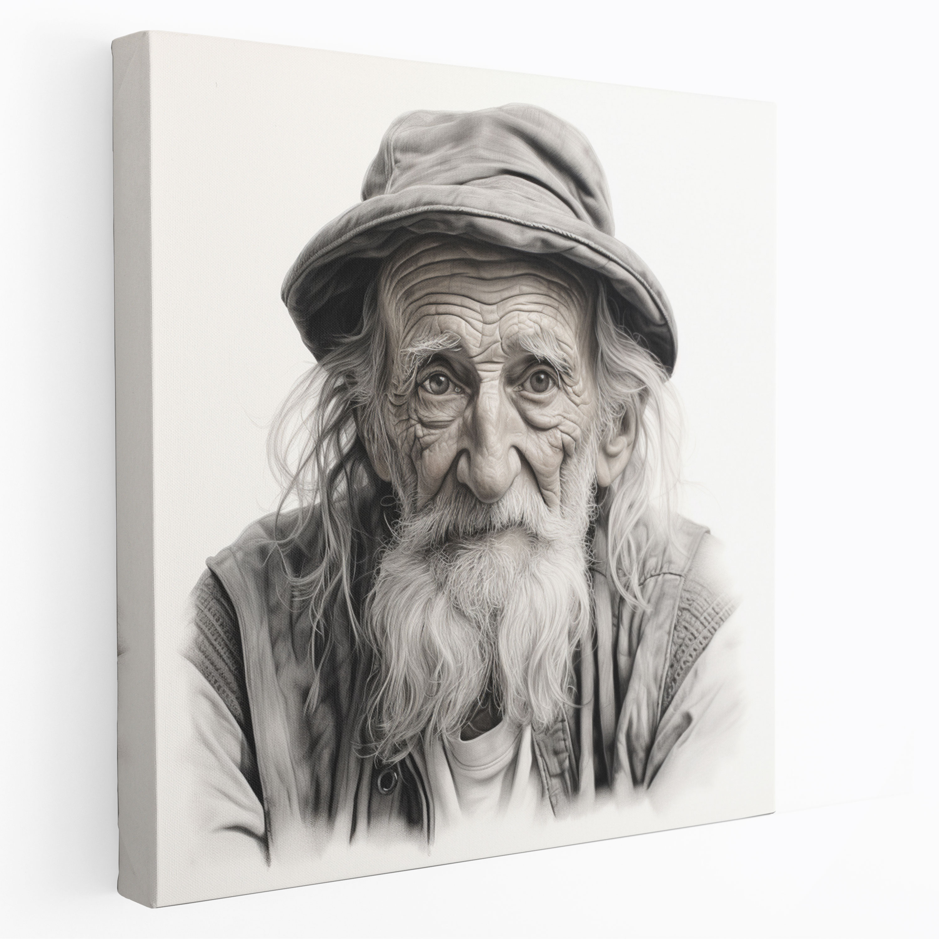 Portrait Canvas Print - Realistic Pencil Drawing Wall Art - Portrait, Realistic, Canvas Print, Canvas
