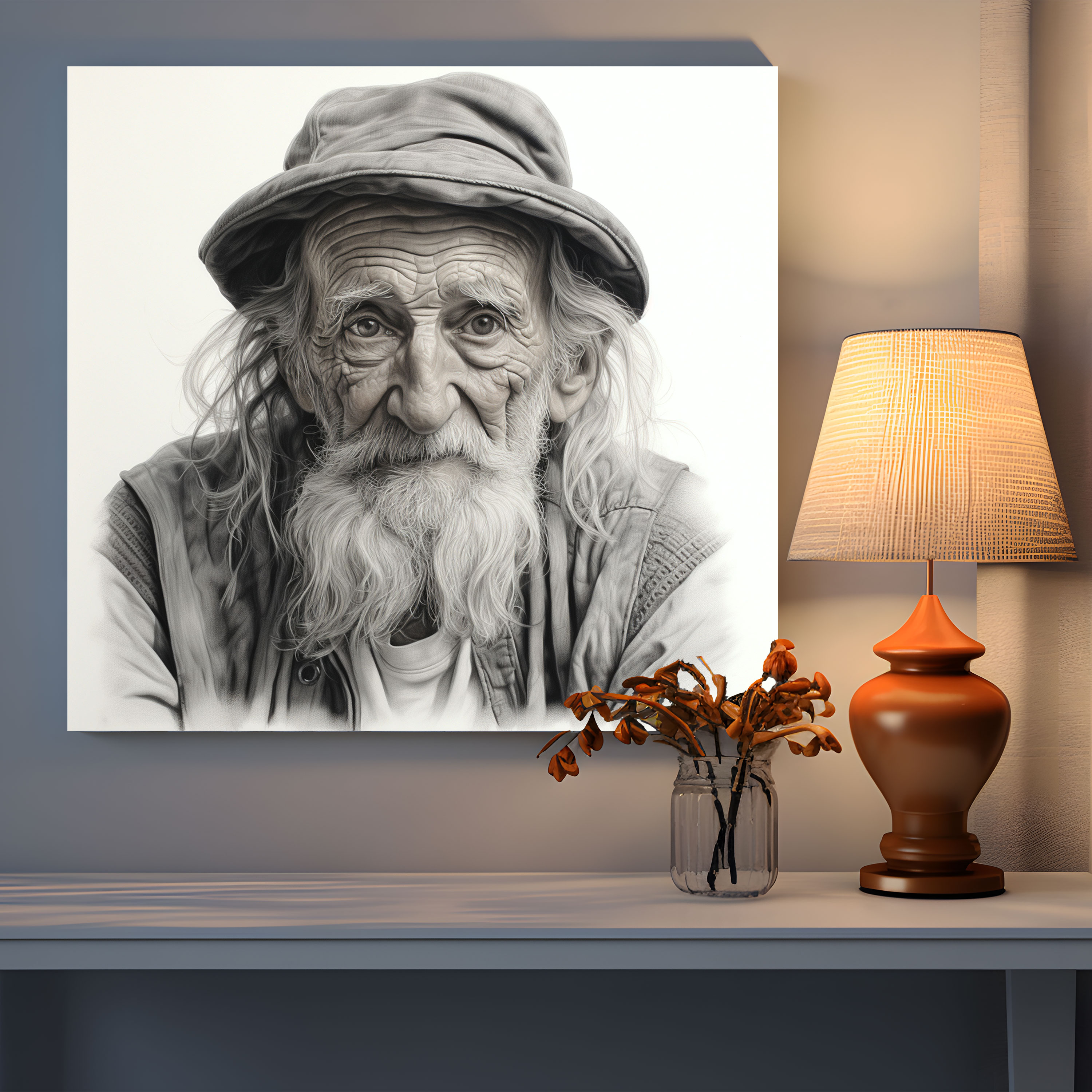 Portrait Canvas Print - Realistic Pencil Drawing Wall Art - Portrait, Realistic, Canvas Print, Canvas