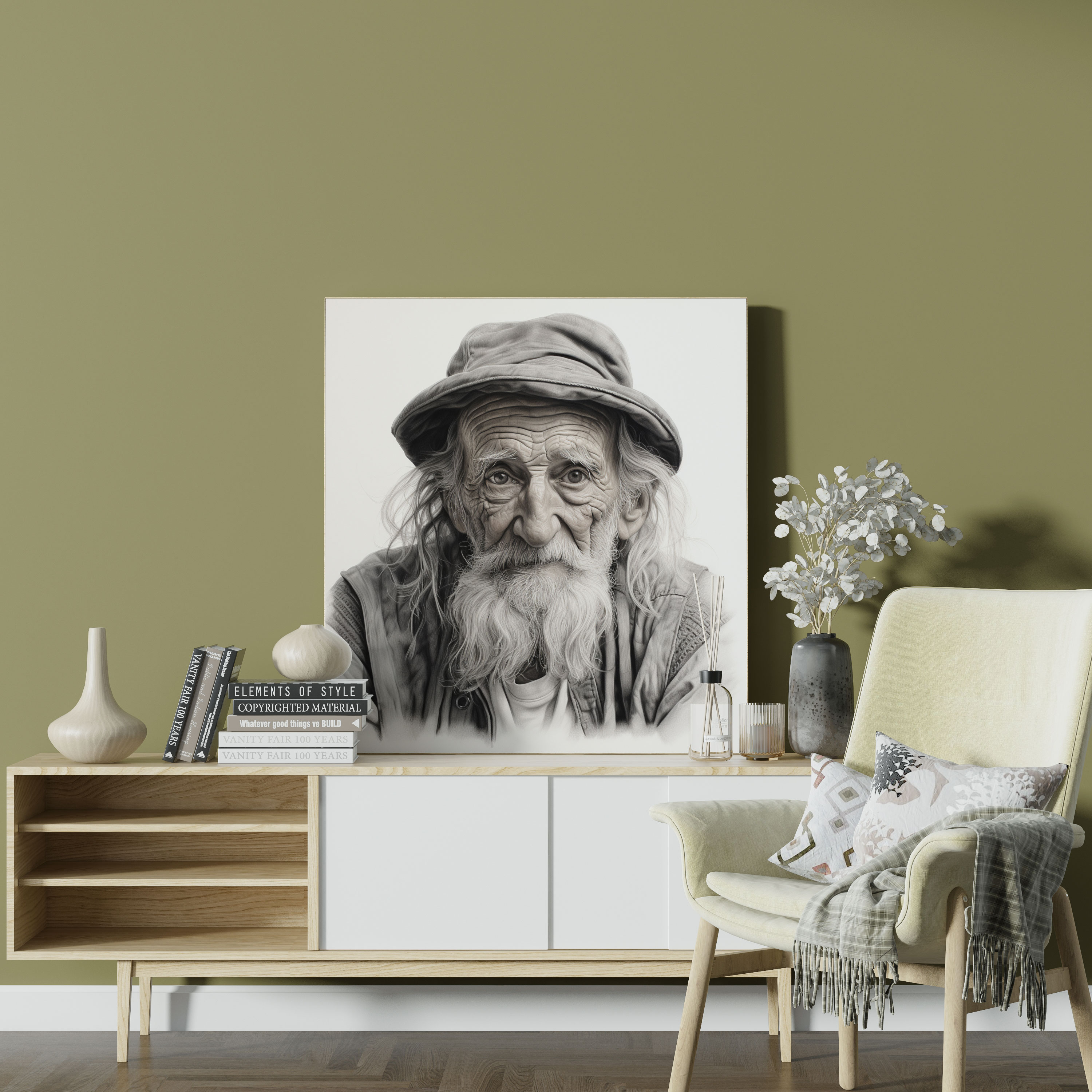 Portrait Canvas Print - Realistic Pencil Drawing Wall Art - Portrait, Realistic, Canvas Print, Canvas