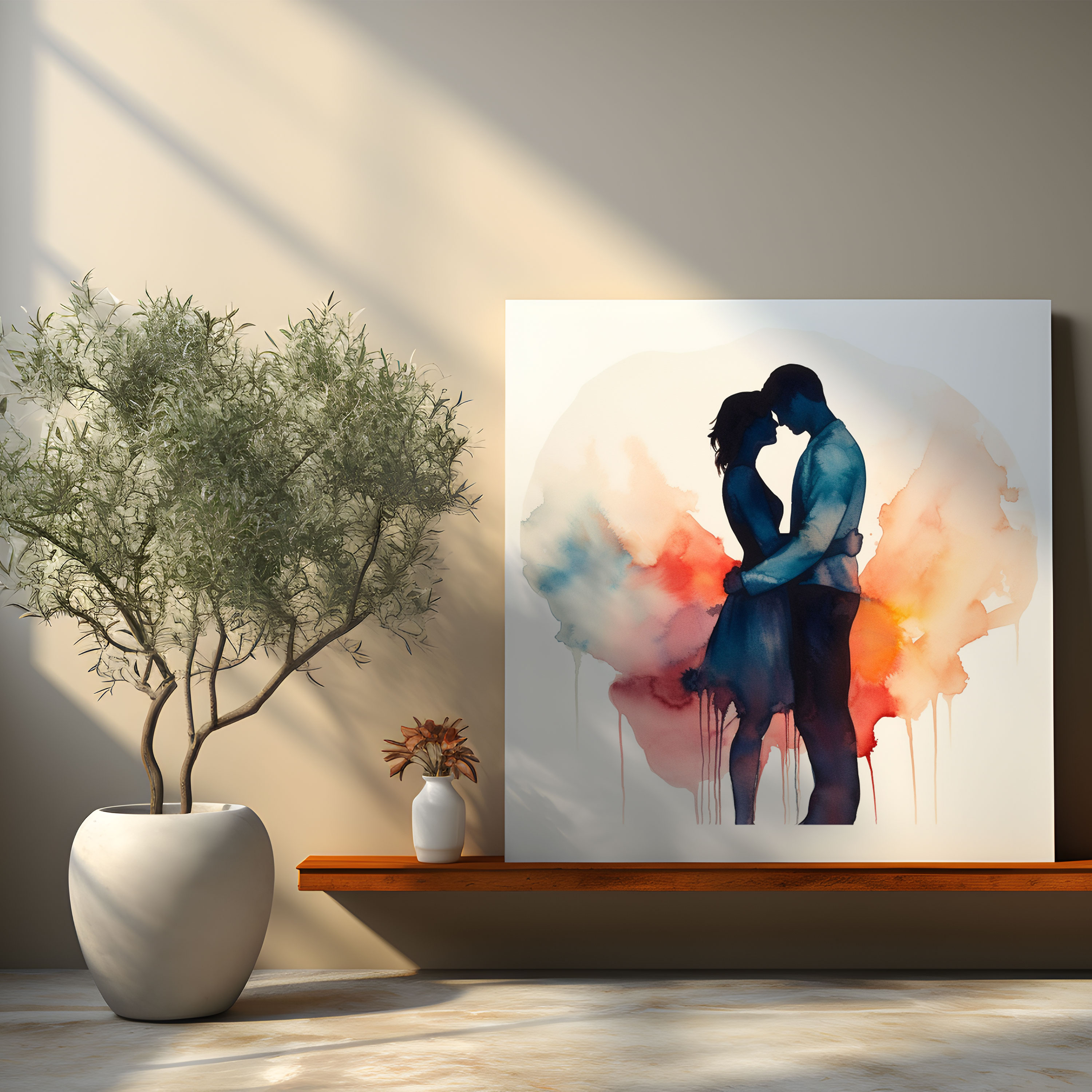 Portre Duvar Dekorasyonu - Minimalist Suluboya Tablo Baskısı - Portre Birlik Duvar Sanatı Minimalist