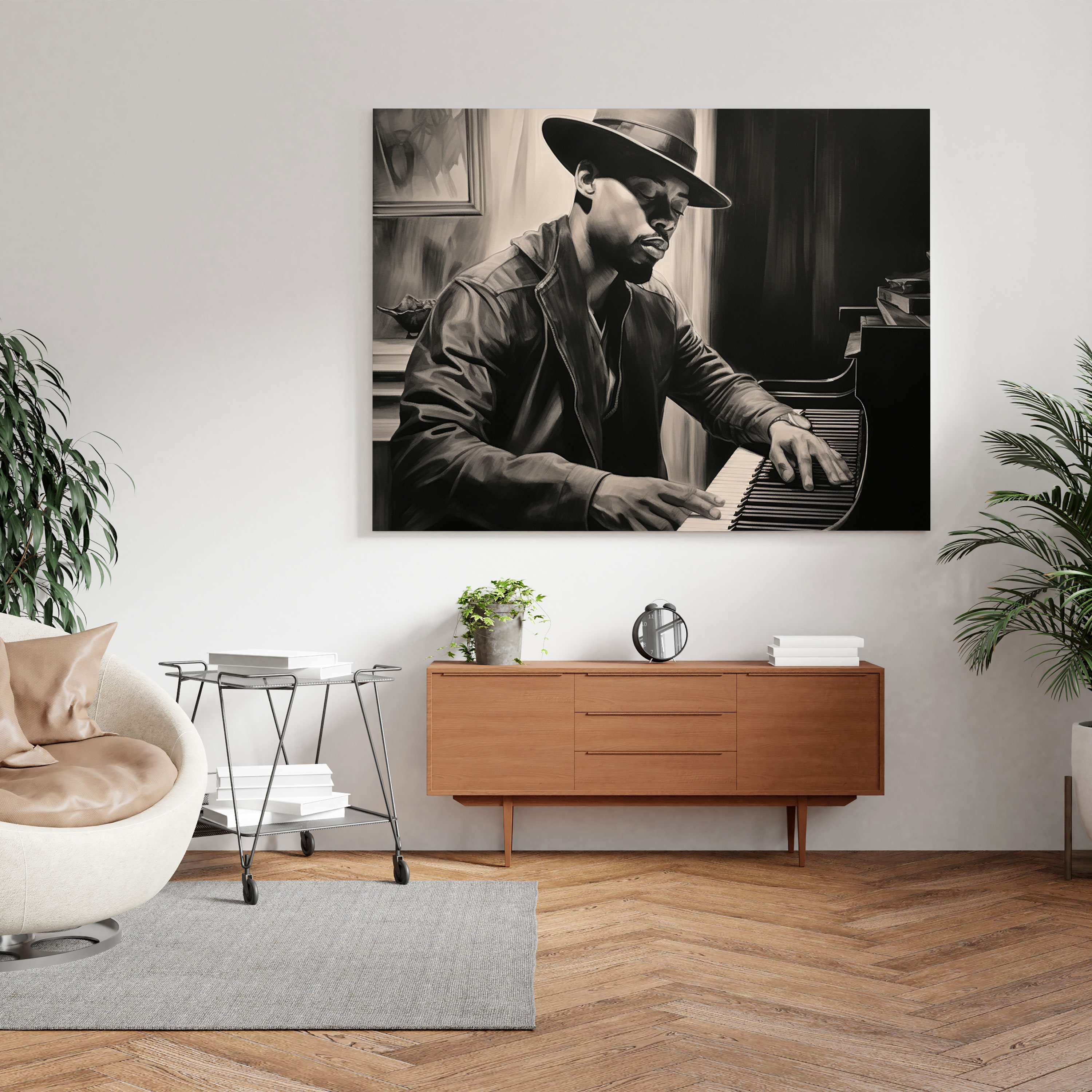 Portrait Wall Decoration - Classic Charcoal Sketch Canvas Print - Portrait, Canvas Print, Canvas Wall Art, Soulful Essence