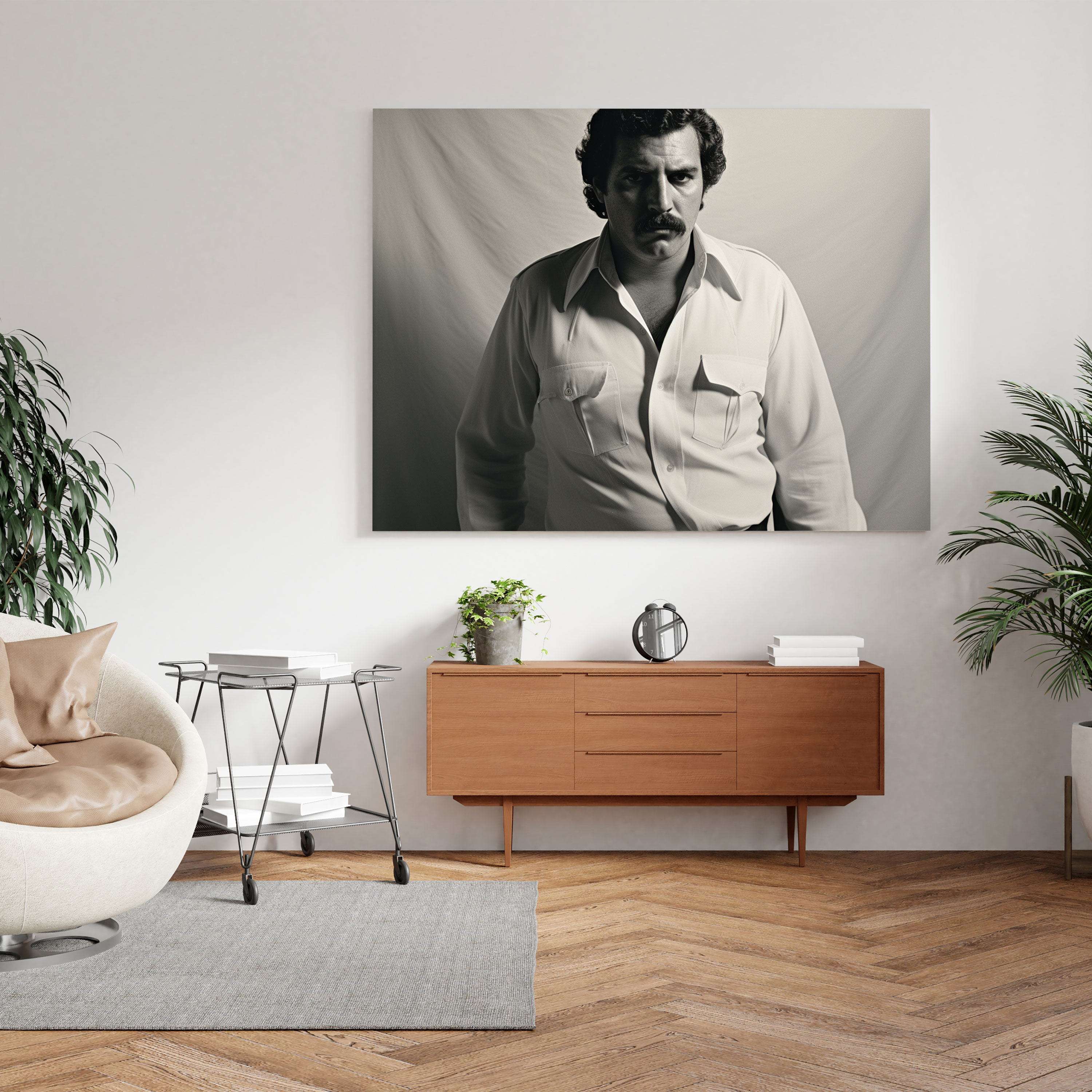 Pablo Escobar Siyah Beyaz Kanvas Tablo - Pablo Escobar Siyah Beyaz Kanvas Tablo